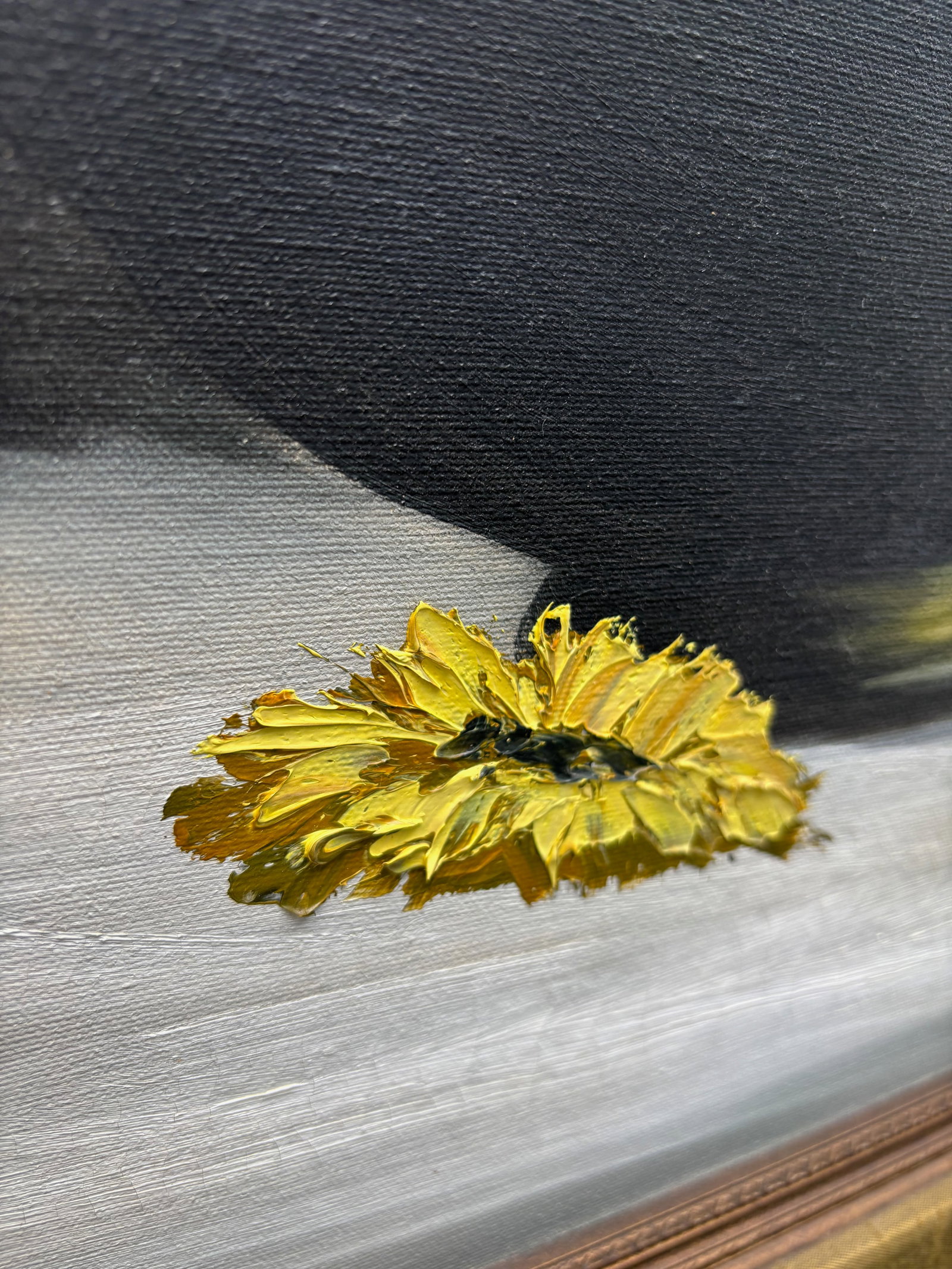 Original Mid-Century Oil on Canvas, Yellow Daisy Still Life, Signed Patti Rock, (1927 - 2004) - 11