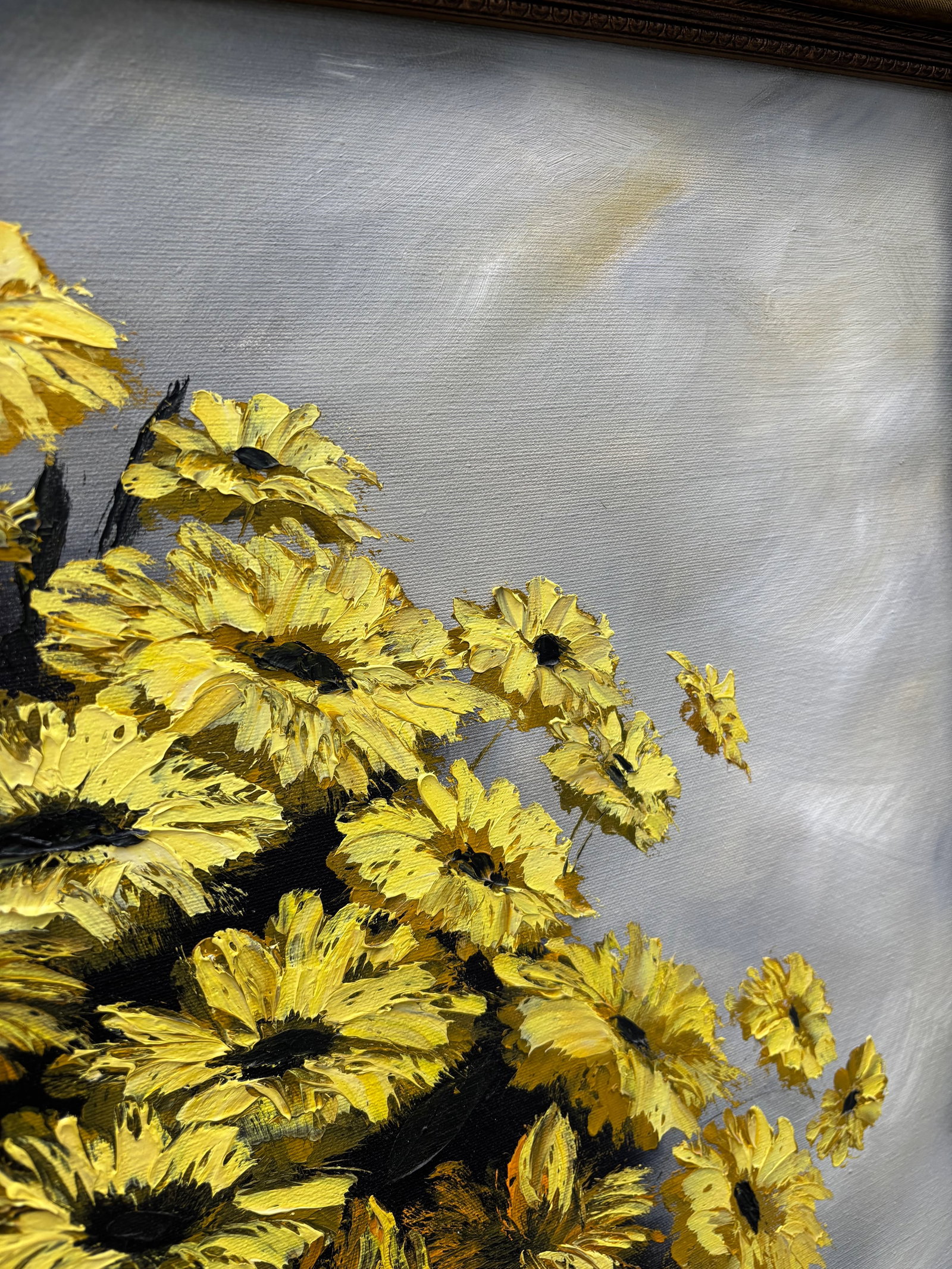 Original Mid-Century Oil on Canvas, Yellow Daisy Still Life, Signed Patti Rock, (1927 - 2004) - 13