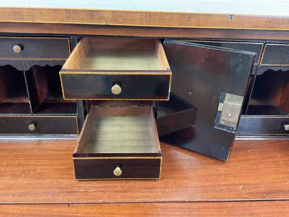 Antique Early 1800 Georgian English Secretaire Cabinet, Walnut - 7