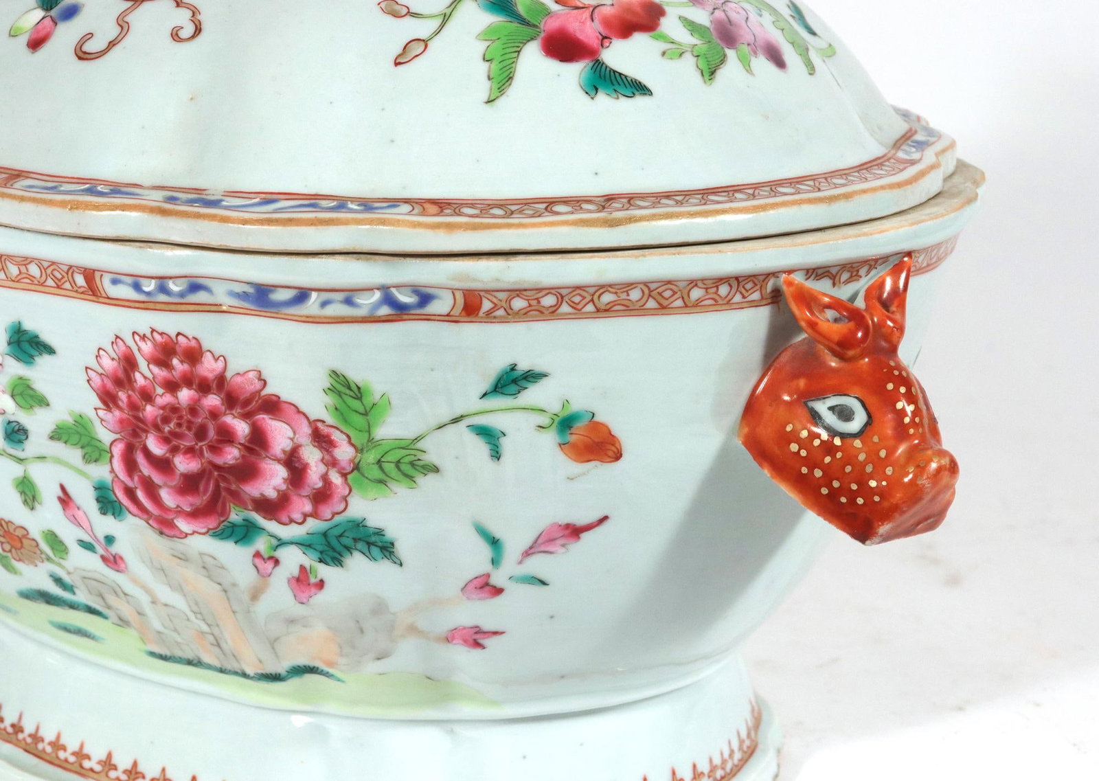 18th-Century Chinese Export Porcelain Double Peacock Pattern Soup Tureen, Cover & Stand - 11