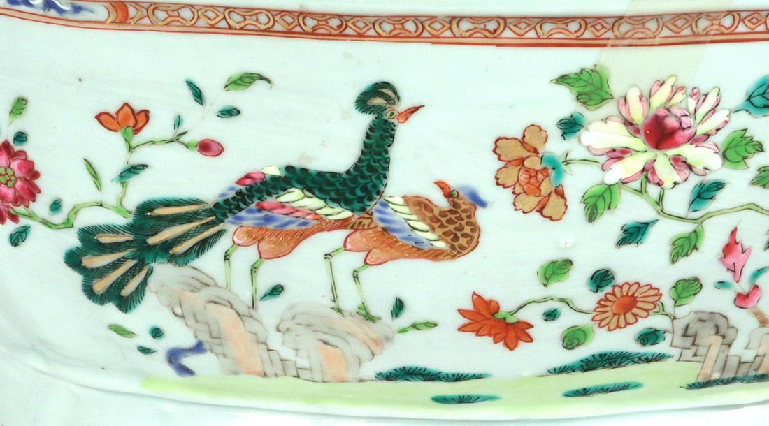 18th-Century Chinese Export Porcelain Double Peacock Pattern Soup Tureen, Cover & Stand - 14