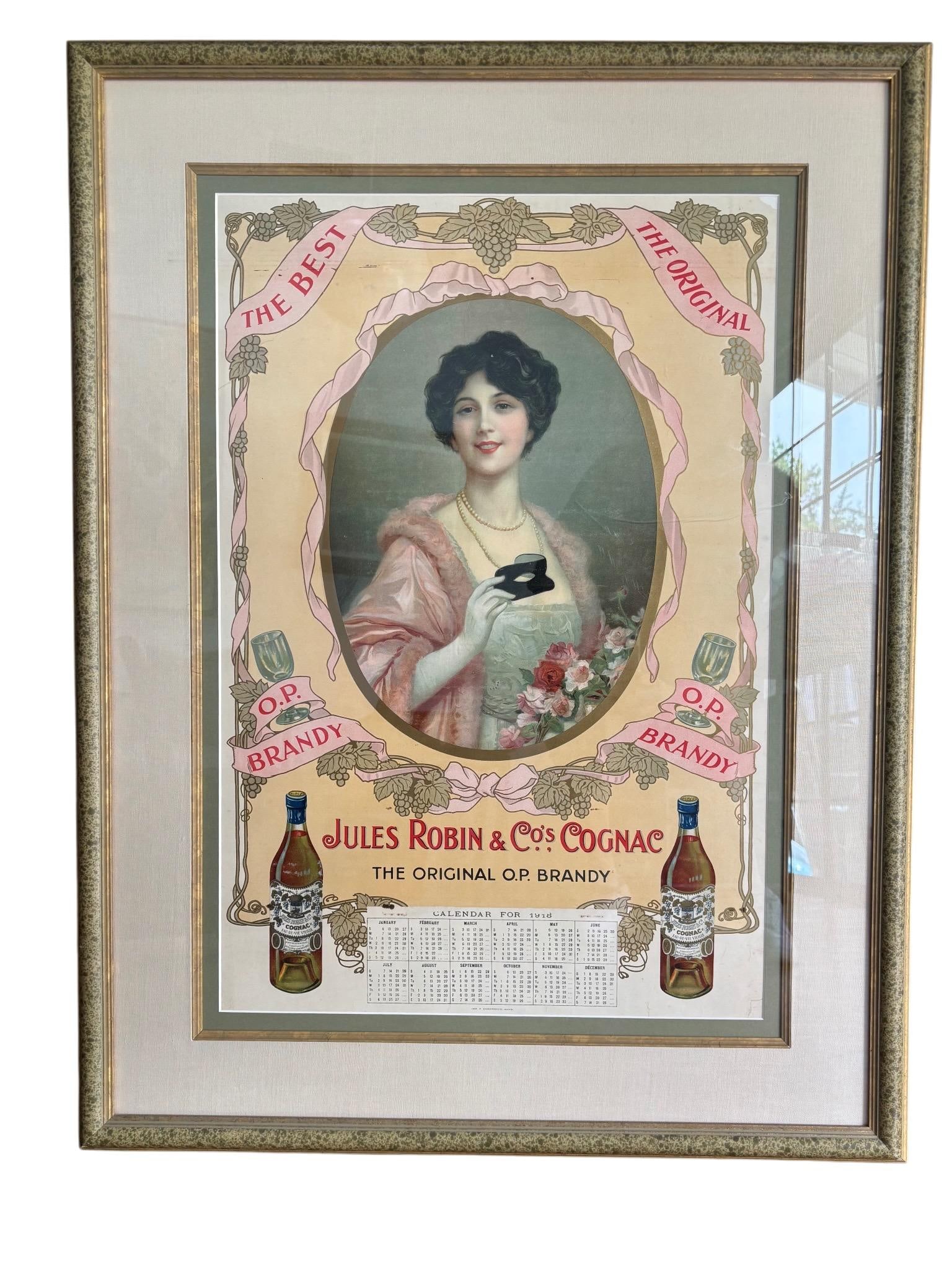 Jules Robin & Co. Original French Cognac Calandar Poster, 1918 - 6