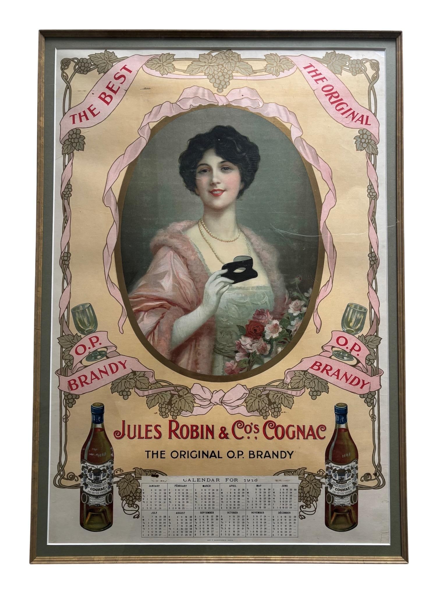 Jules Robin & Co. Original French Cognac Calandar Poster, 1918 - 7