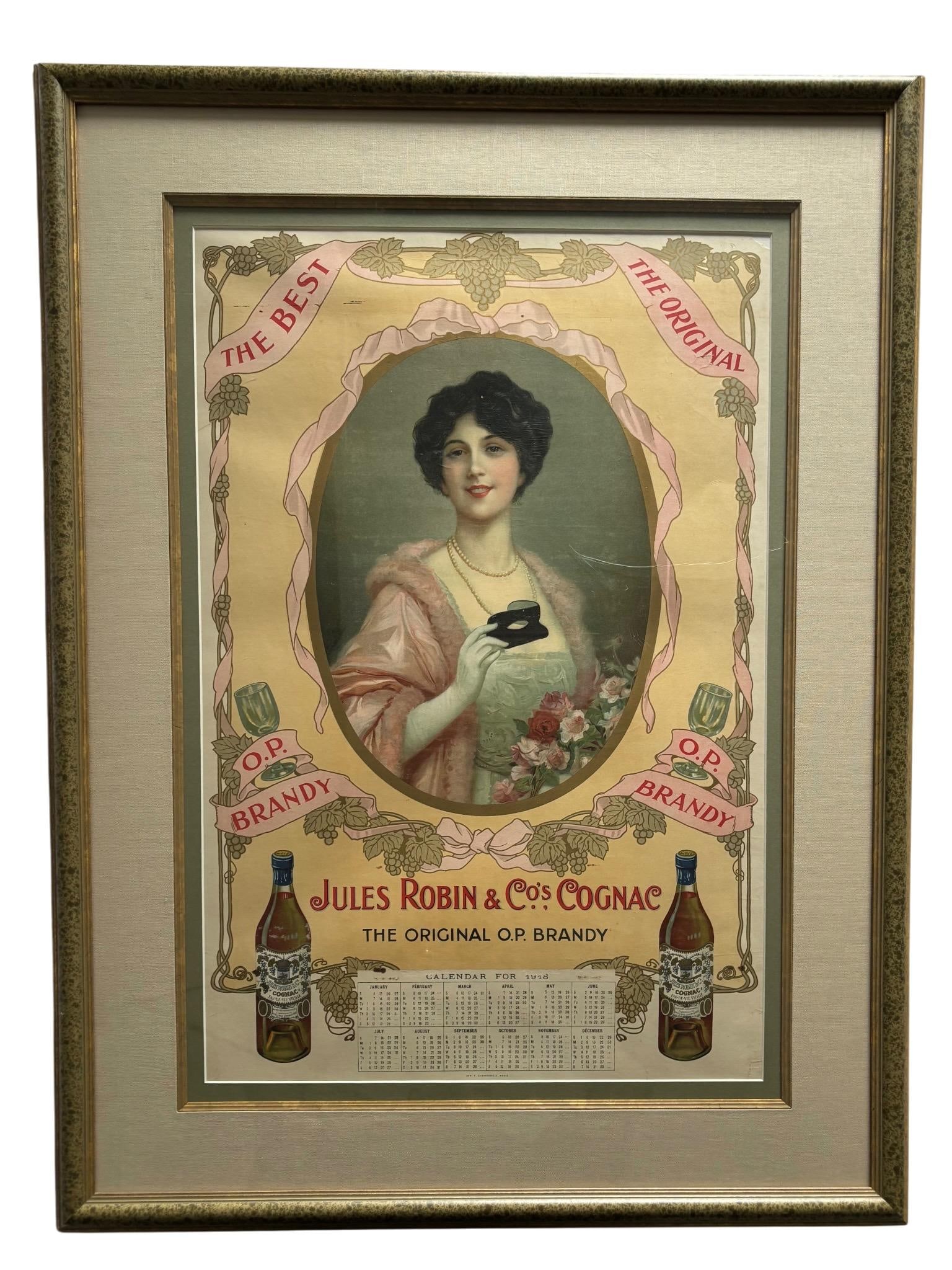 Jules Robin & Co. Original French Cognac Calandar Poster, 1918 - 8