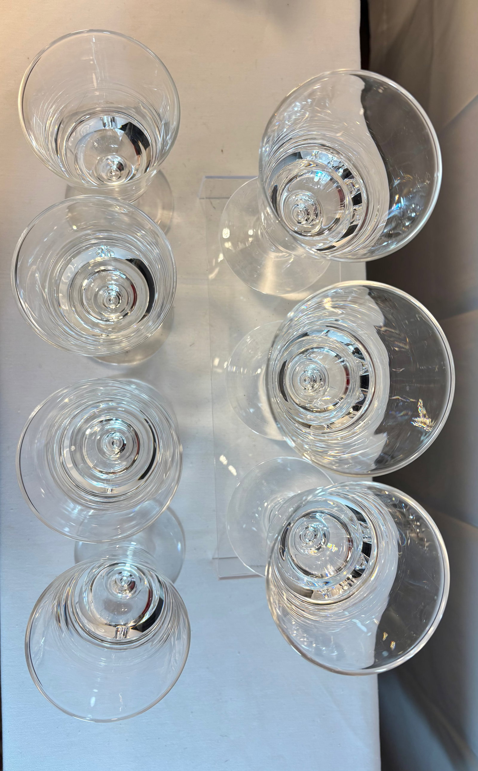 Vintage Signed Steuben Baluster Tear Drop Bubble Stem Goblets- Set of 7, Mid-Century - 4