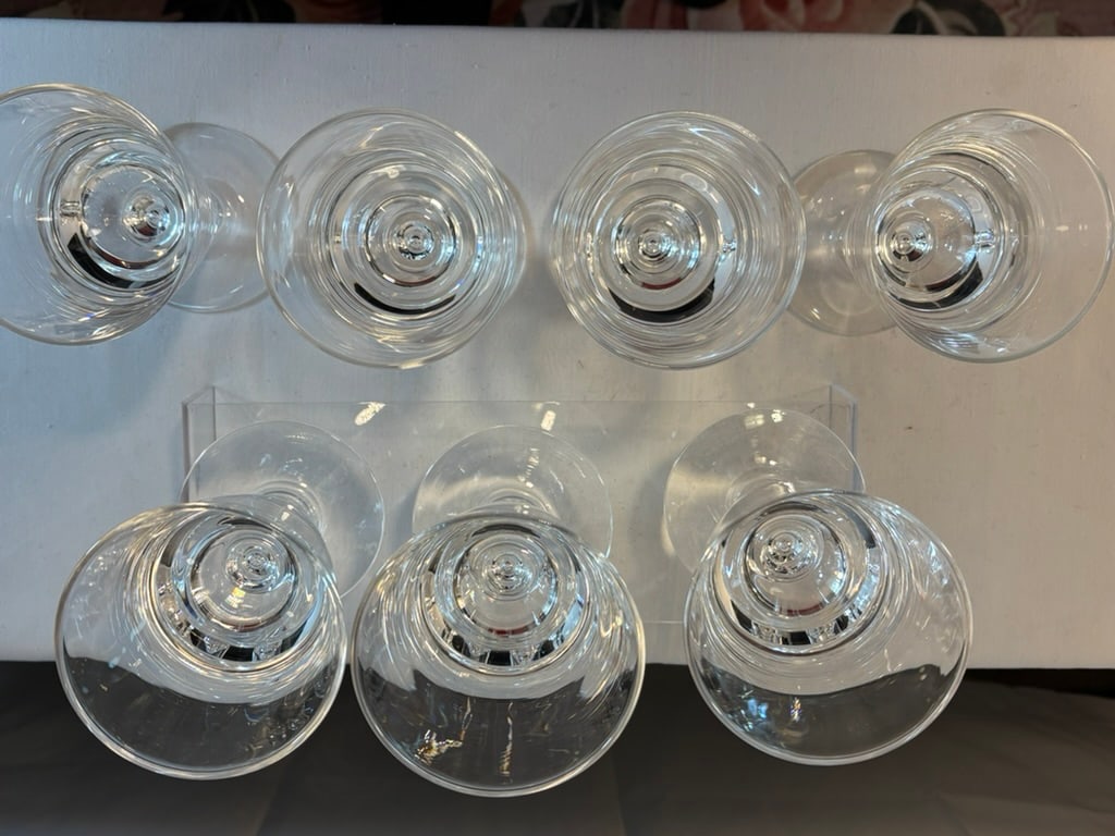 Vintage Signed Steuben Baluster Tear Drop Bubble Stem Goblets- Set of 7, Mid-Century - 5