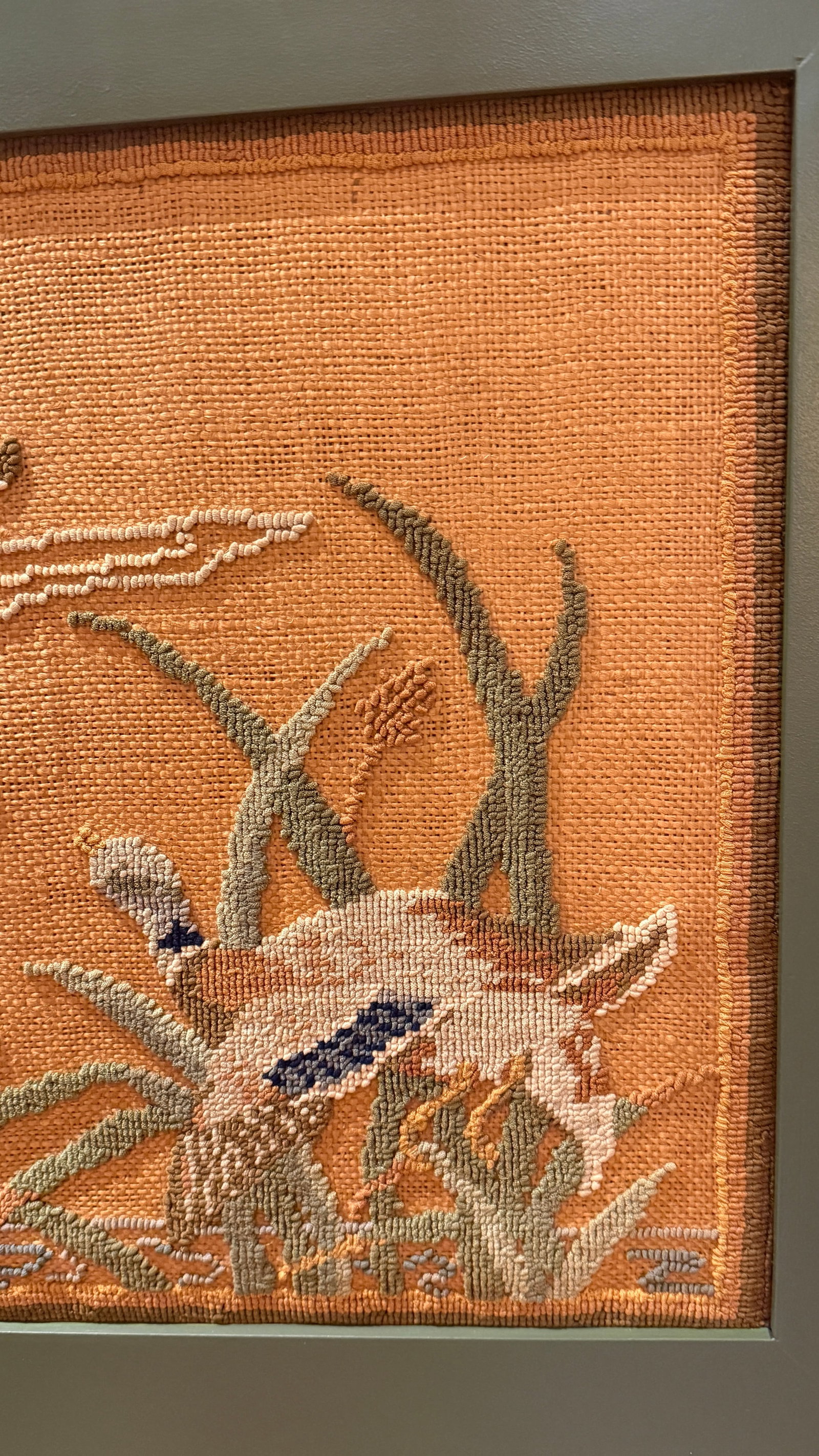 Early Grenfell Industries Hooked Rug Mat Ducks in Flight Framed 1930s Newfoundland Folk Art - 7
