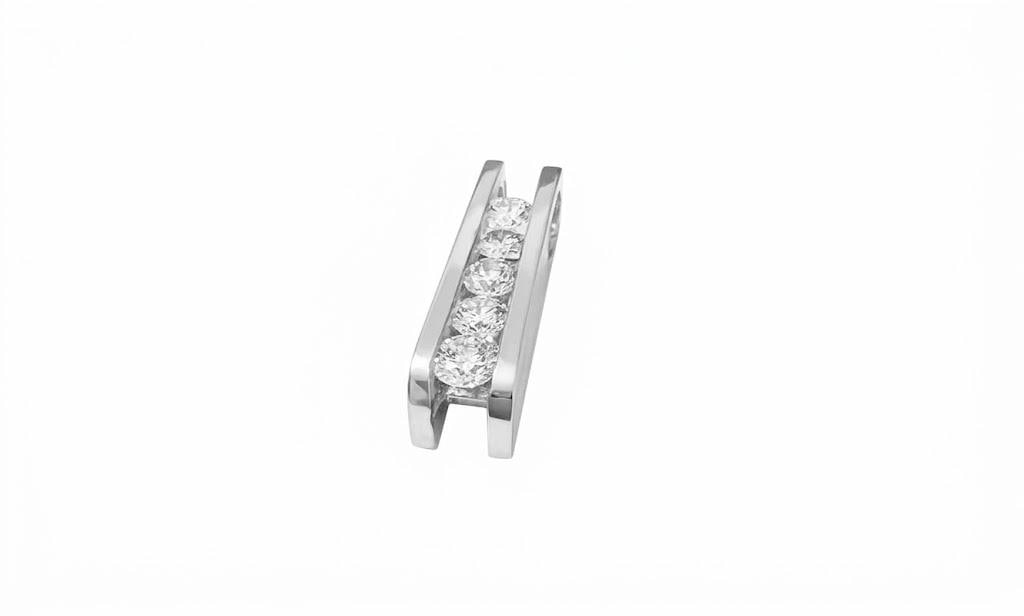 14k White Gold Five Diamond Scissor Pendant - 2
