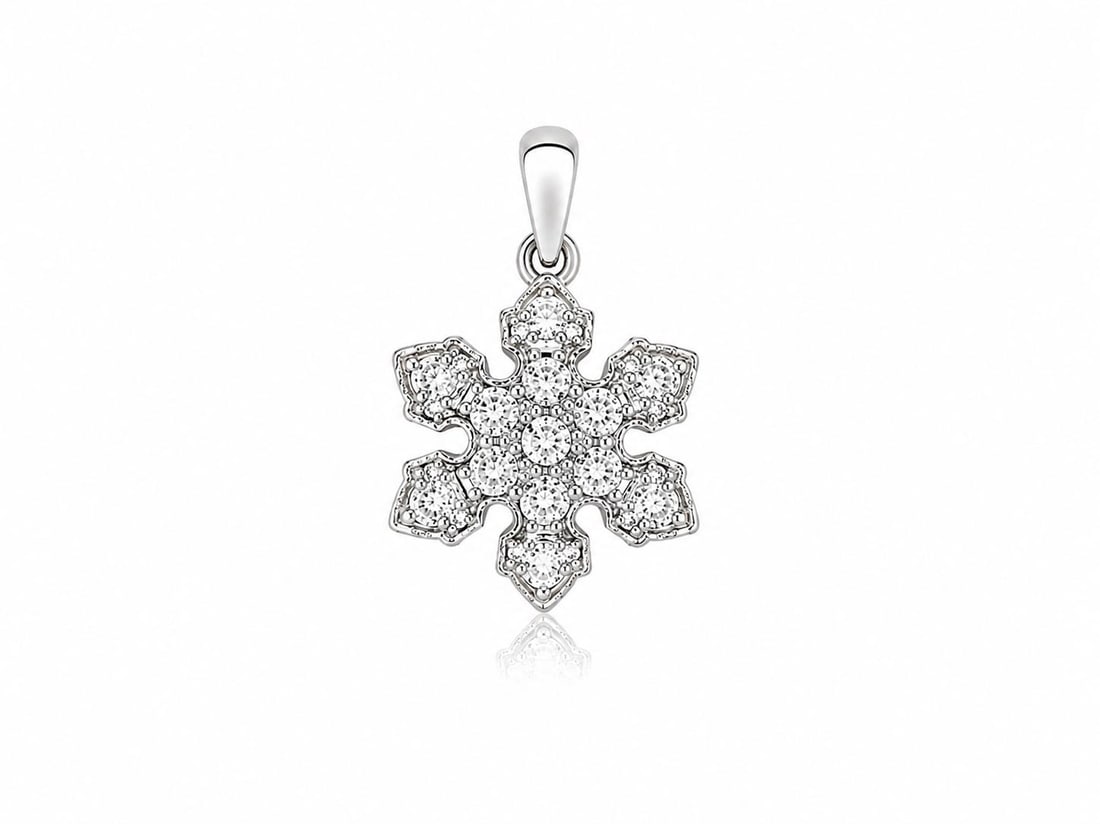 14k White Gold Diamond Snowflake Pendant 0.6ct - 2