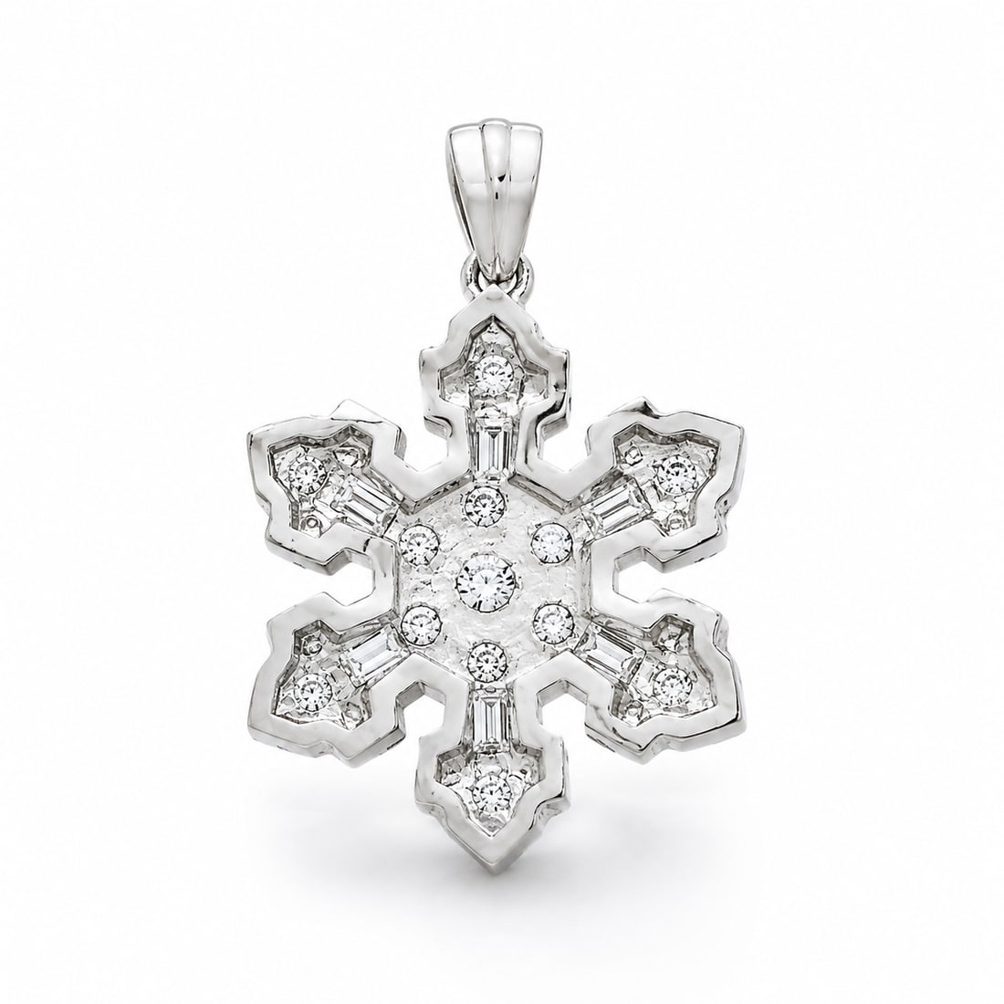 14k White Gold Diamond Snowflake Pendant 0.6ct - 3