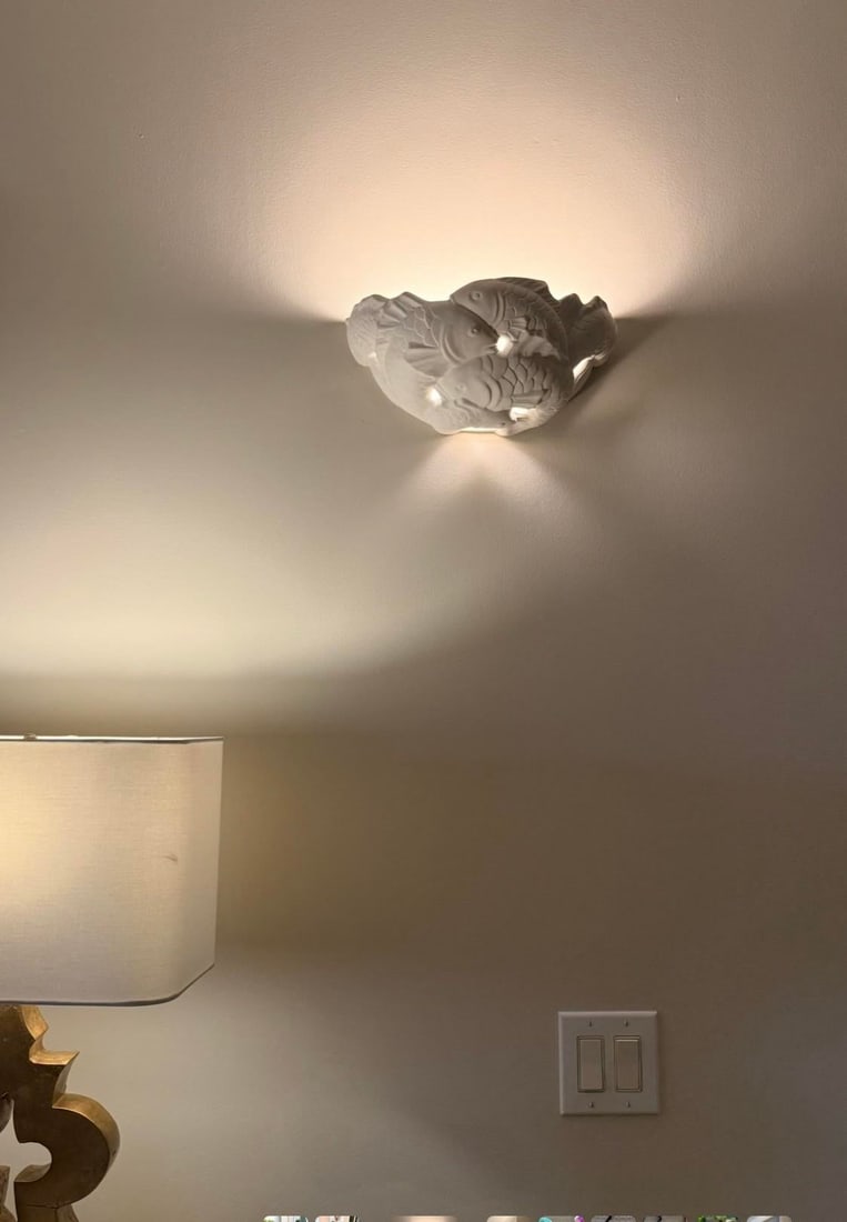 Vintage Art Deco Bisque Koi Wall Sconces - 12