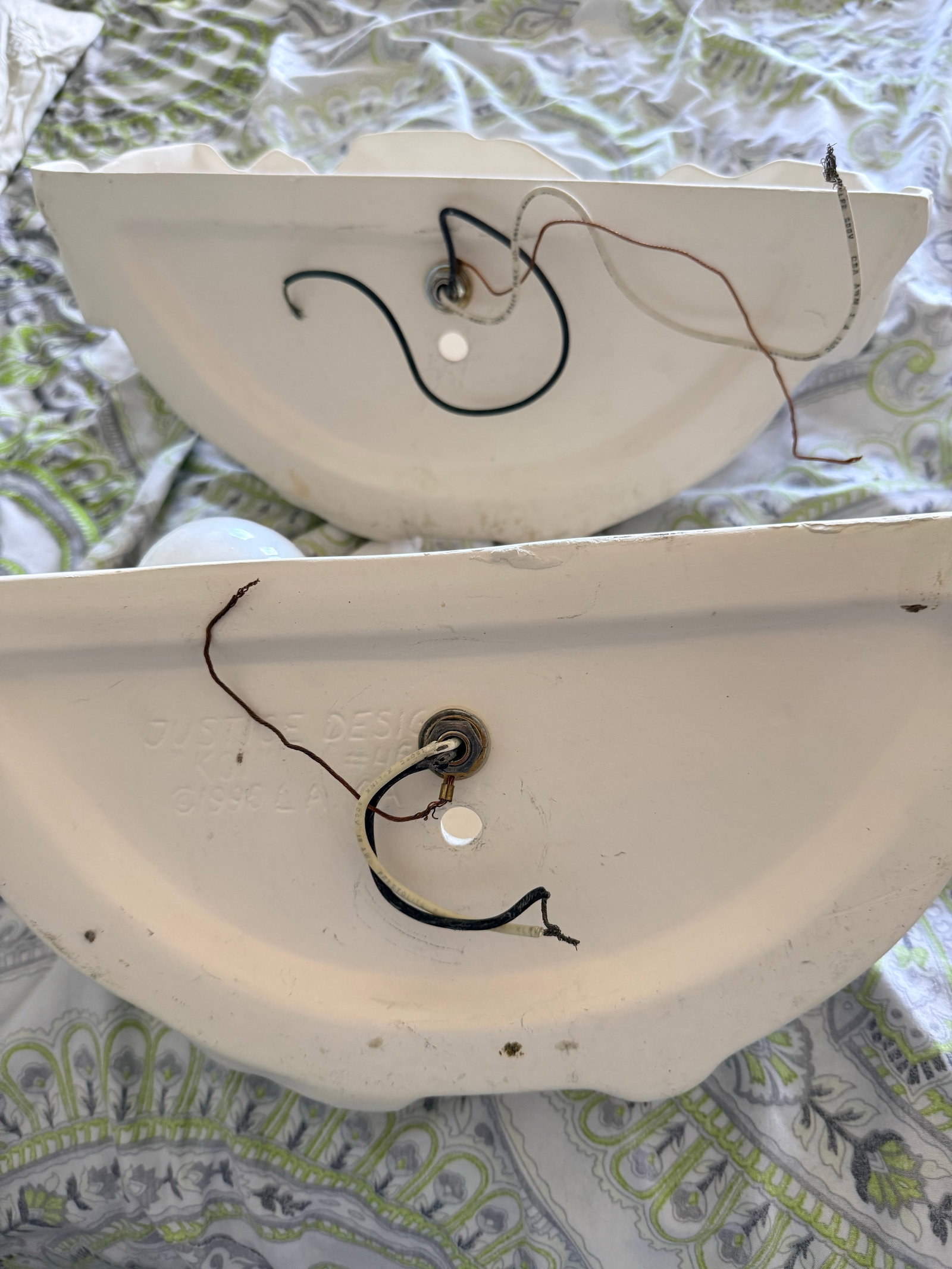 Vintage Art Deco Bisque Koi Wall Sconces - 7
