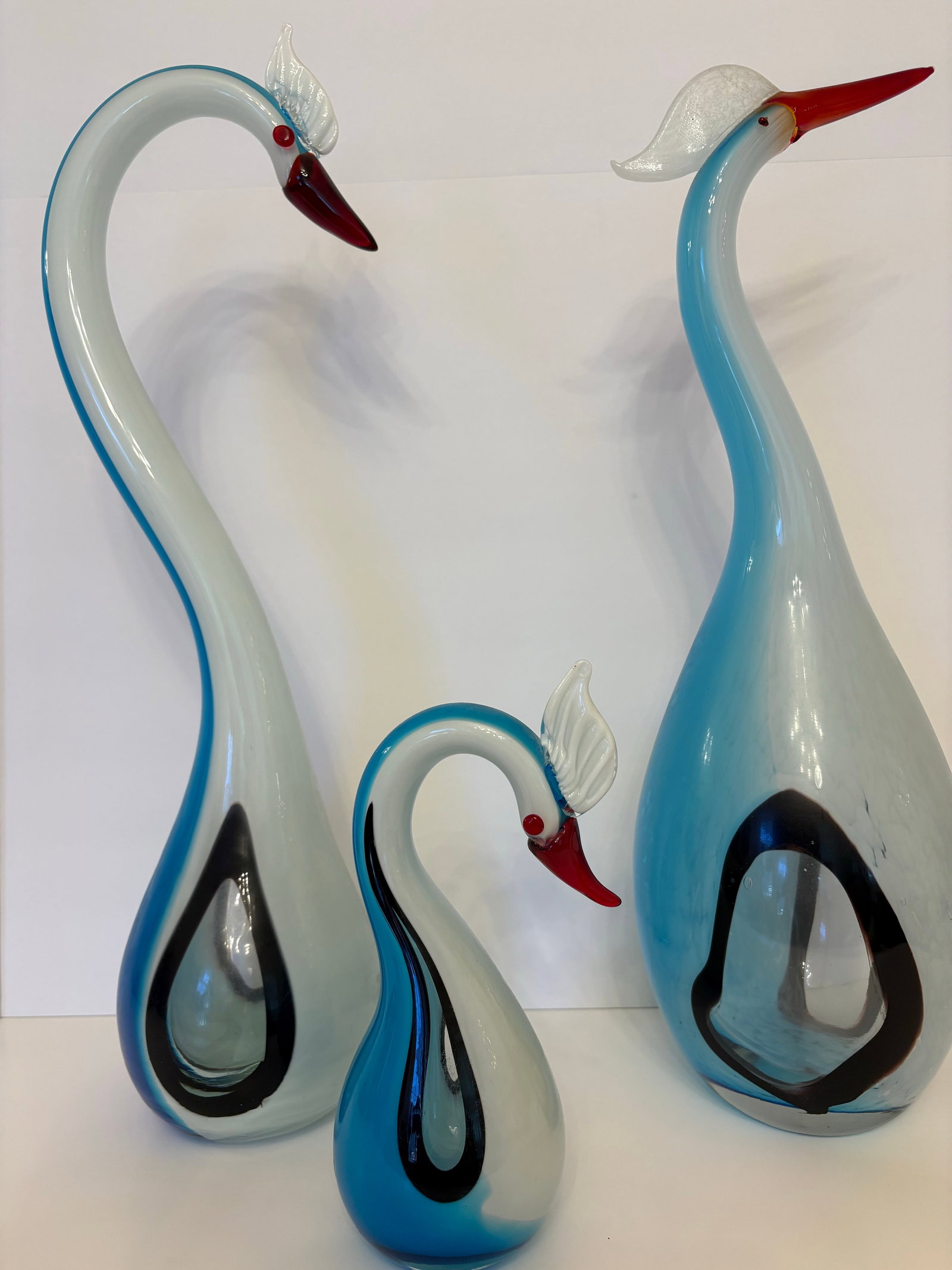 Vintage Mid-Century Modern Sommerso Murano Tall Herons, Set of 3 - 5