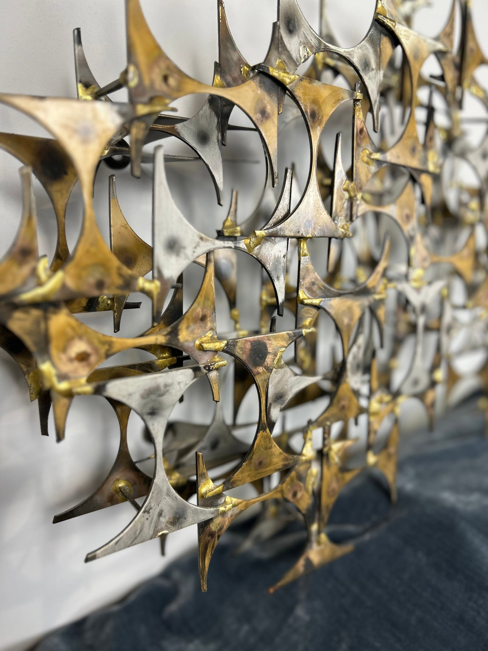 1970s Brutalist Openwork Geometric Welded Wall Sculpture by Marc Weinstein - 2