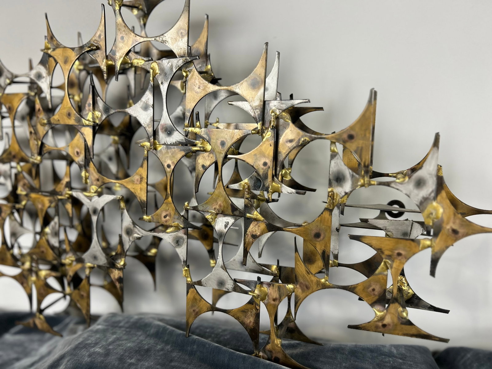 1970s Brutalist Openwork Geometric Welded Wall Sculpture by Marc Weinstein - 3