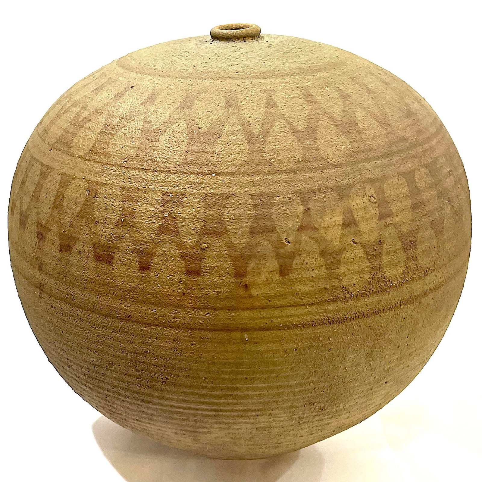 1970's Massive Hand-Crafted Stoneware Vessel With Geometric Decoration by Ken Edwards Montana Potter - 3