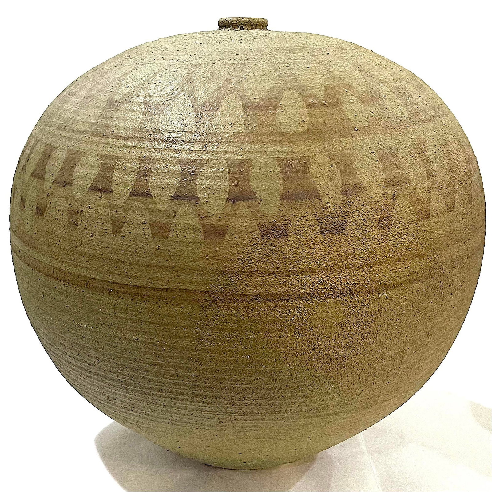 1970's Massive Hand-Crafted Stoneware Vessel With Geometric Decoration by Ken Edwards Montana Potter - 7