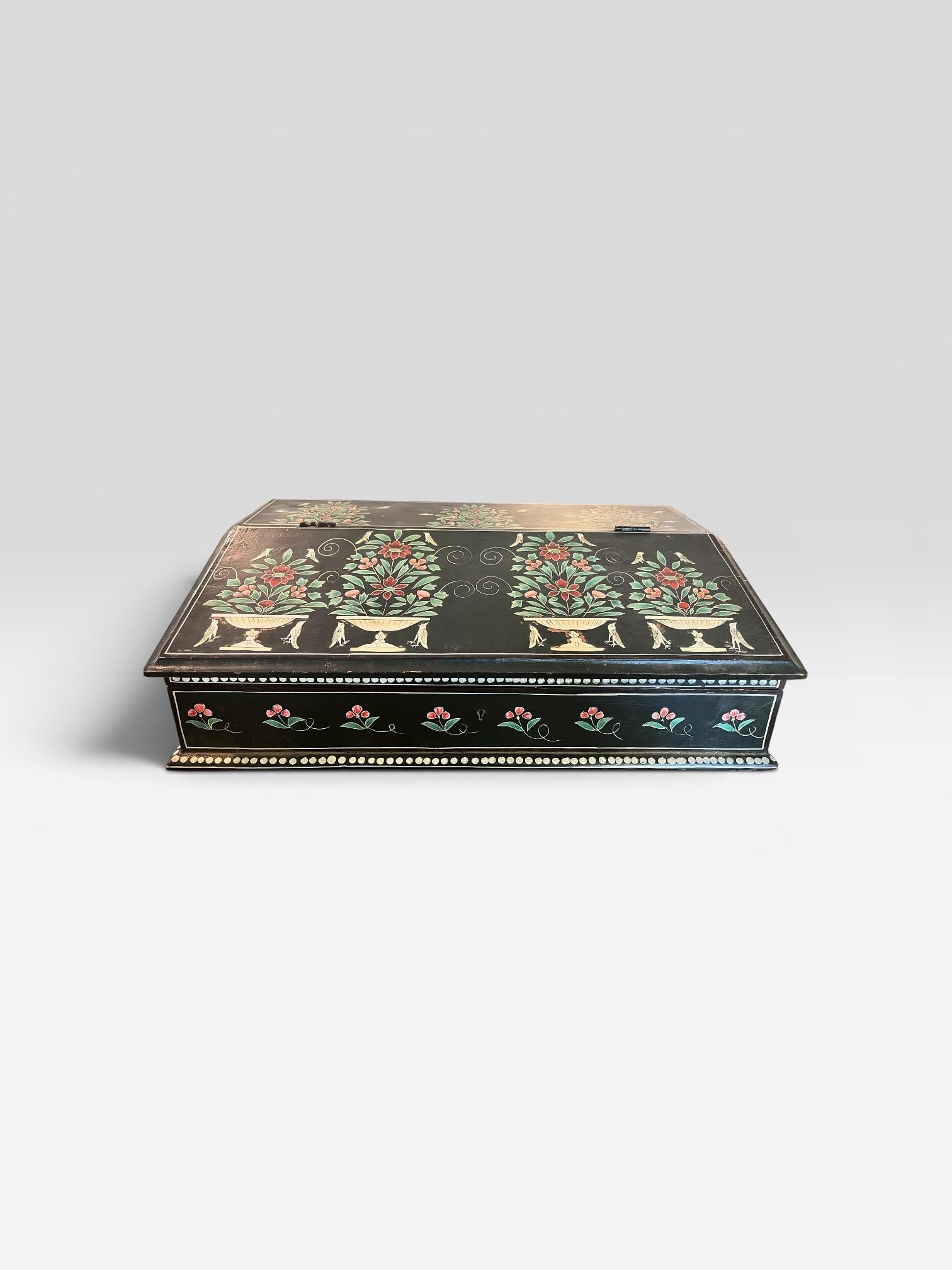 Vintage Hand Painted Slant Front Correspondence Box. - 2
