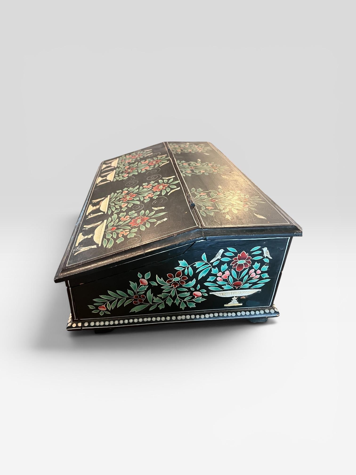 Vintage Hand Painted Slant Front Correspondence Box. - 4