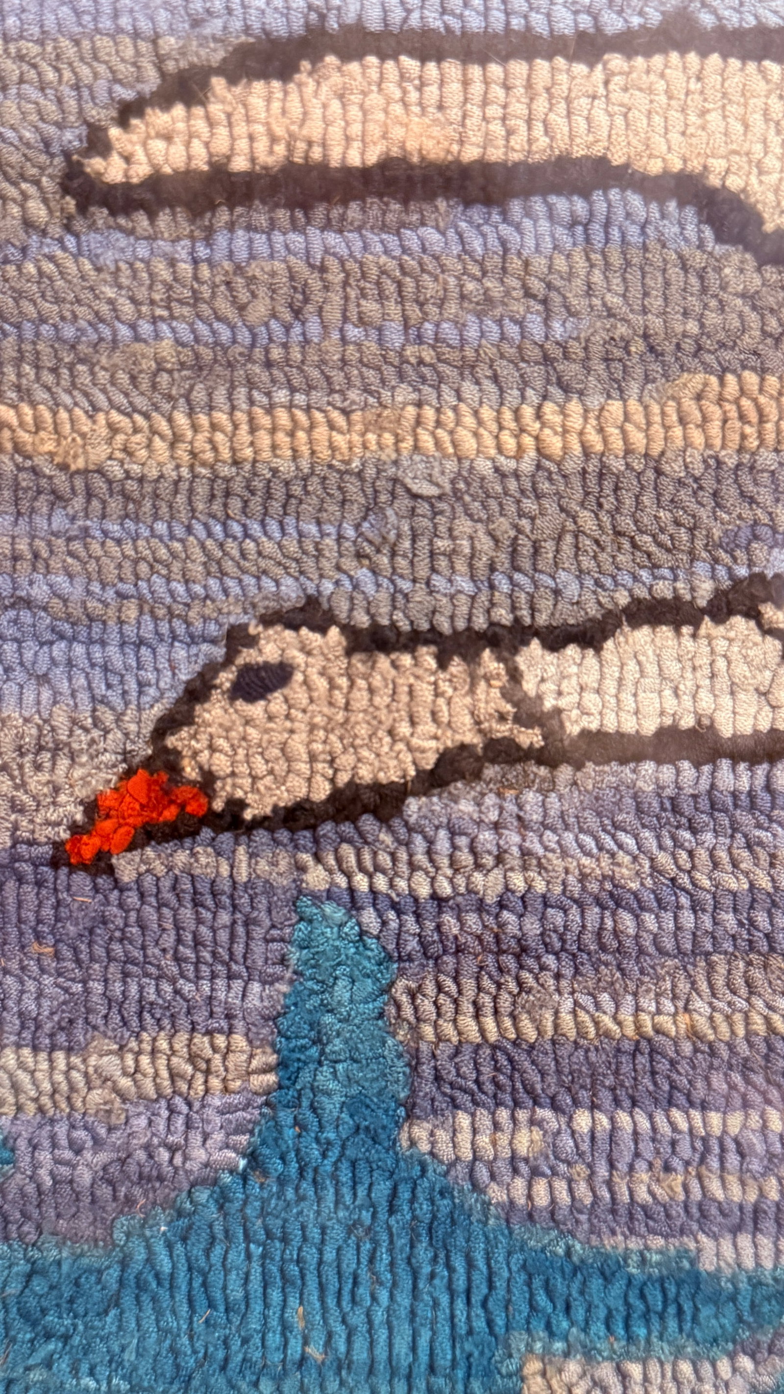 Vintage 1930s Grenfell Hooked Mat Snow Goose Newfoundland Labrador Framed Folk Art - 11