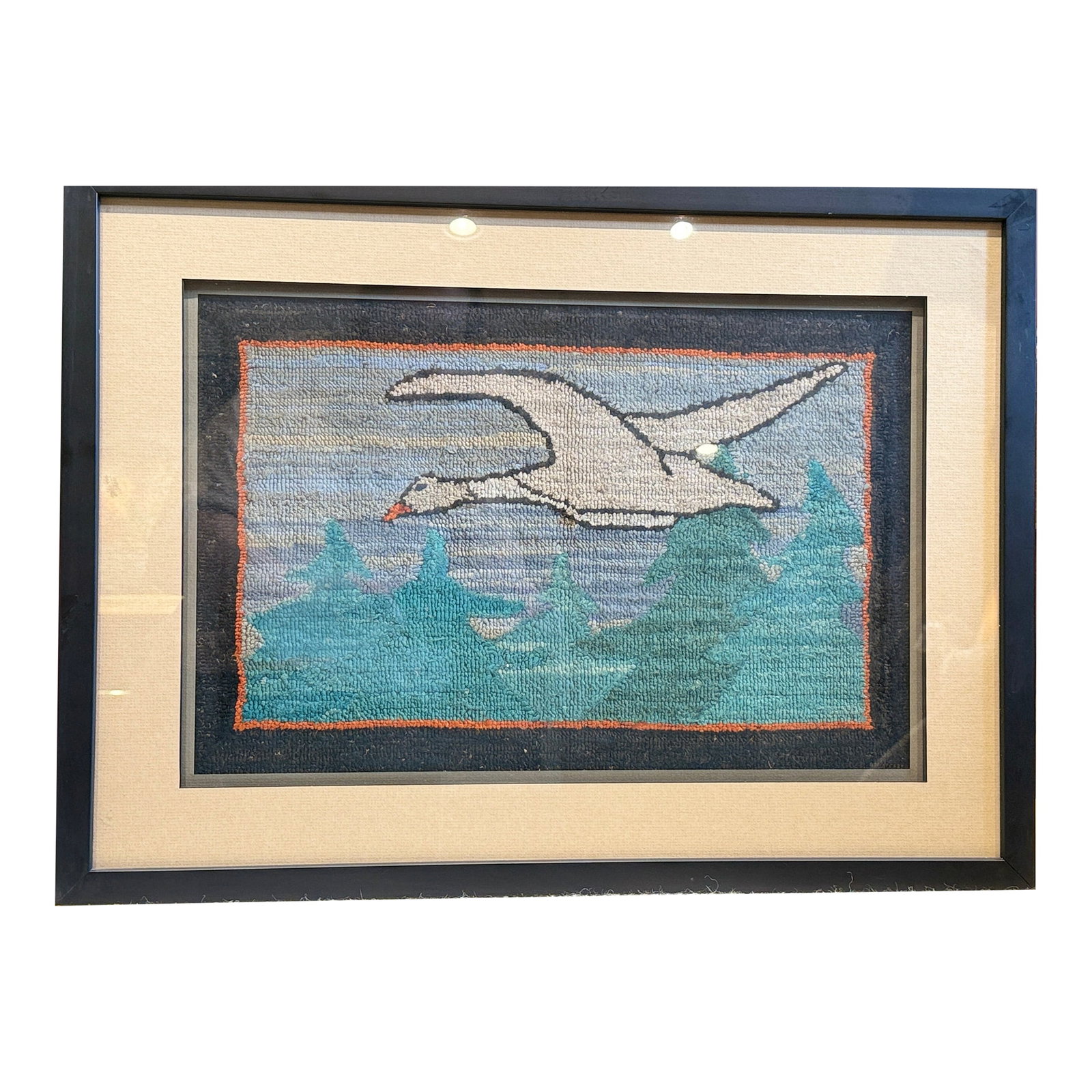 Vintage 1930s Grenfell Hooked Mat Snow Goose Newfoundland Labrador Framed Folk Art (1 of 11)