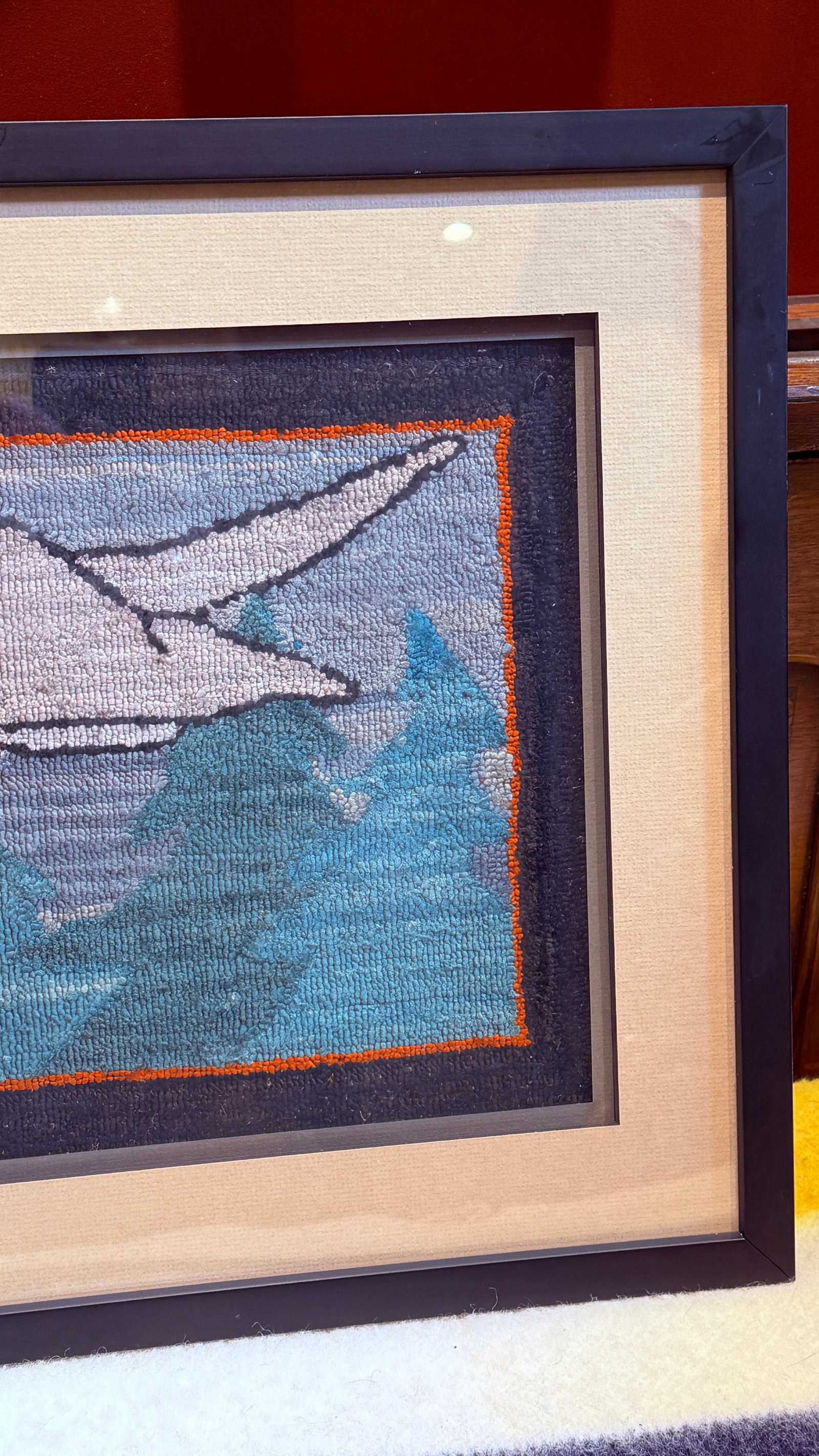 Vintage 1930s Grenfell Hooked Mat Snow Goose Newfoundland Labrador Framed Folk Art - 5