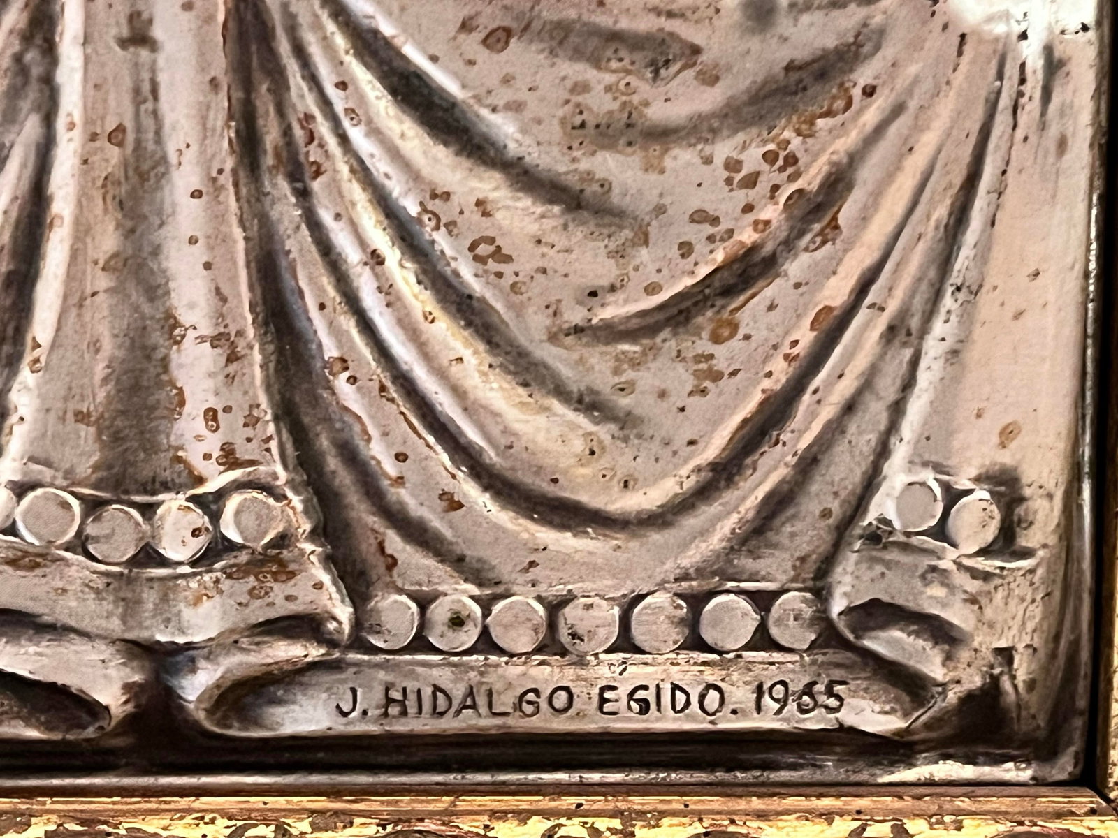 Signed J. Hidalgo Egido 1965 Spanish Last Supper Metal Relief Wall Plaque - 12