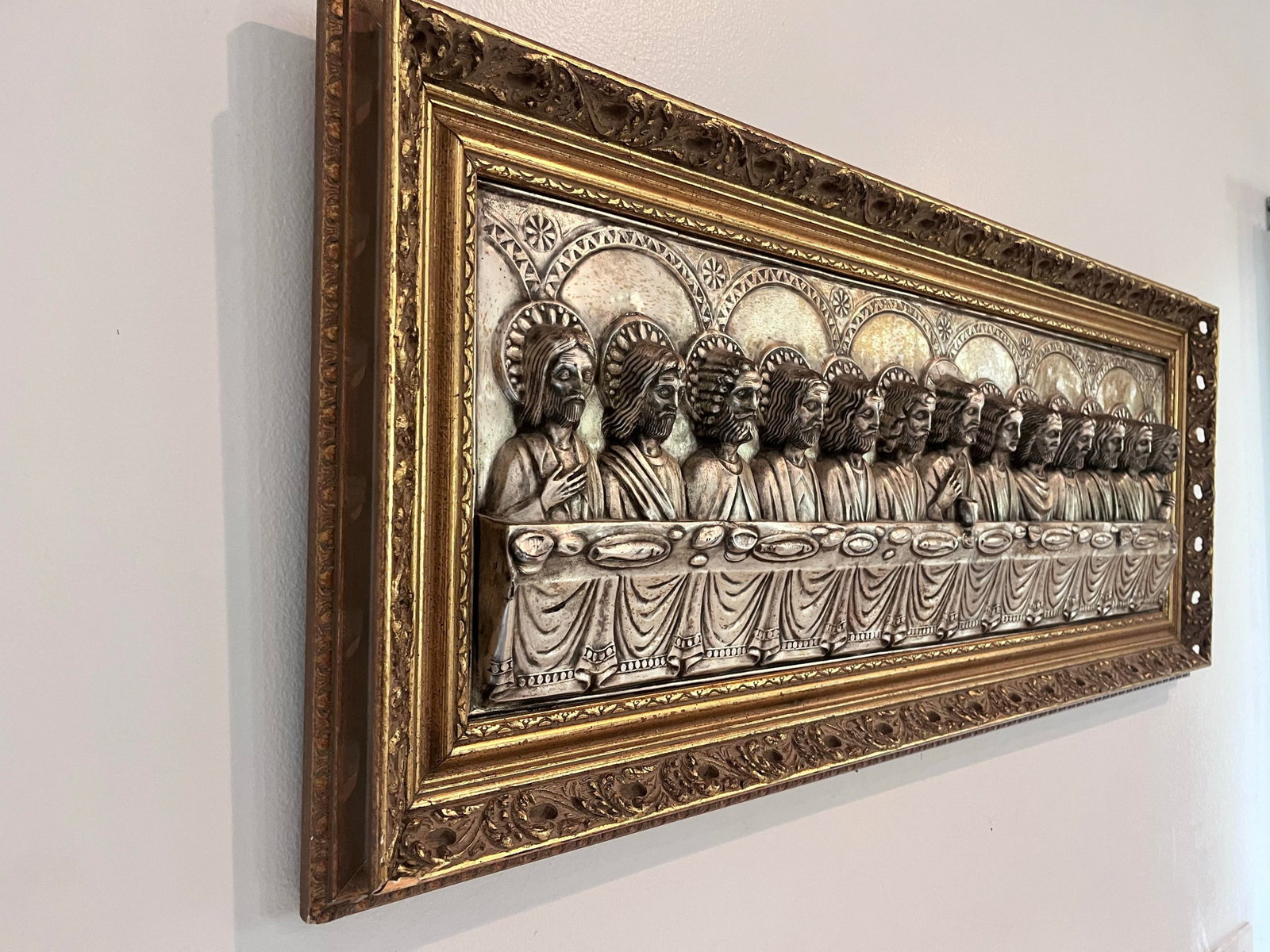Signed J. Hidalgo Egido 1965 Spanish Last Supper Metal Relief Wall Plaque - 5