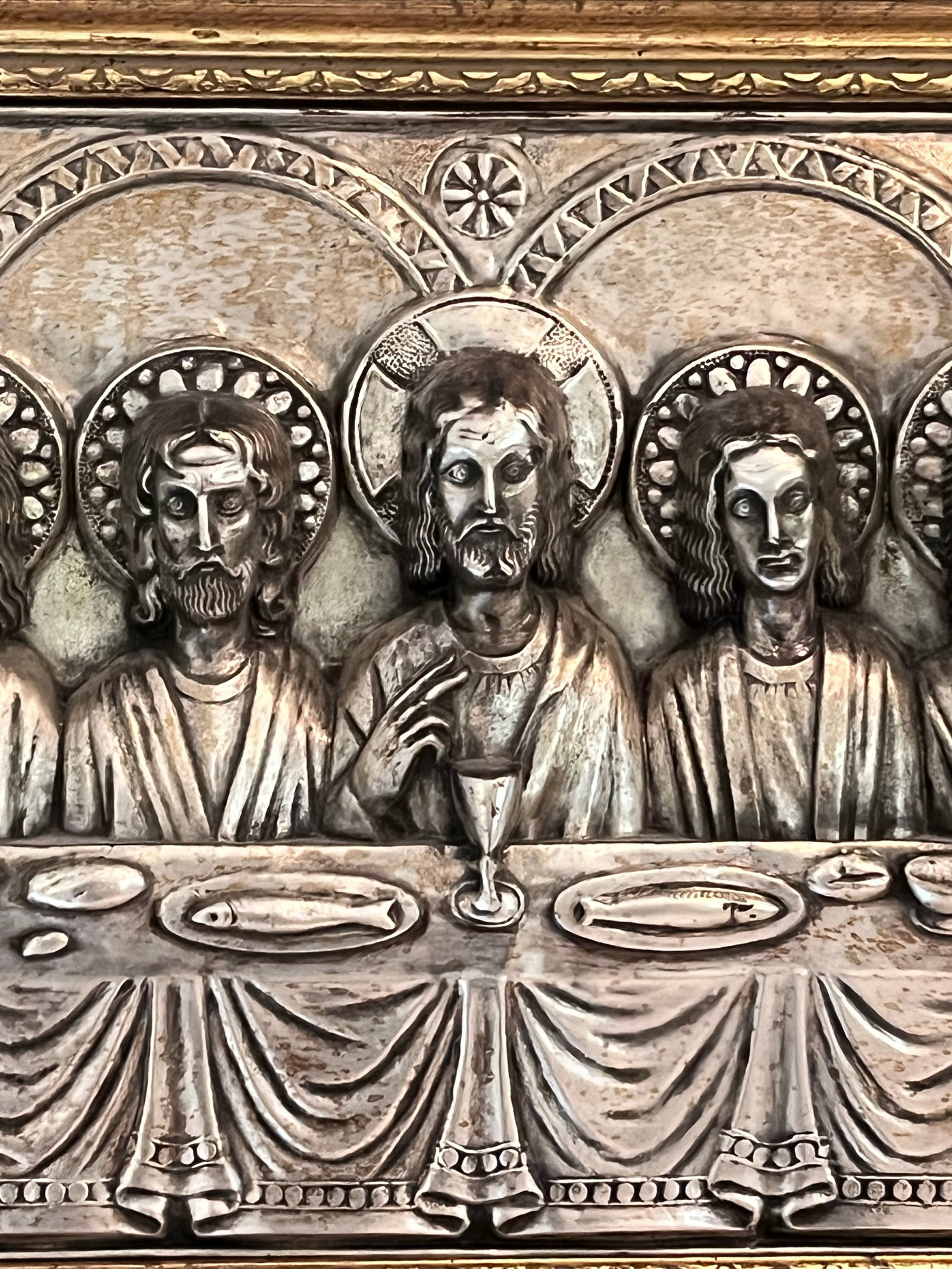 Signed J. Hidalgo Egido 1965 Spanish Last Supper Metal Relief Wall Plaque - 7