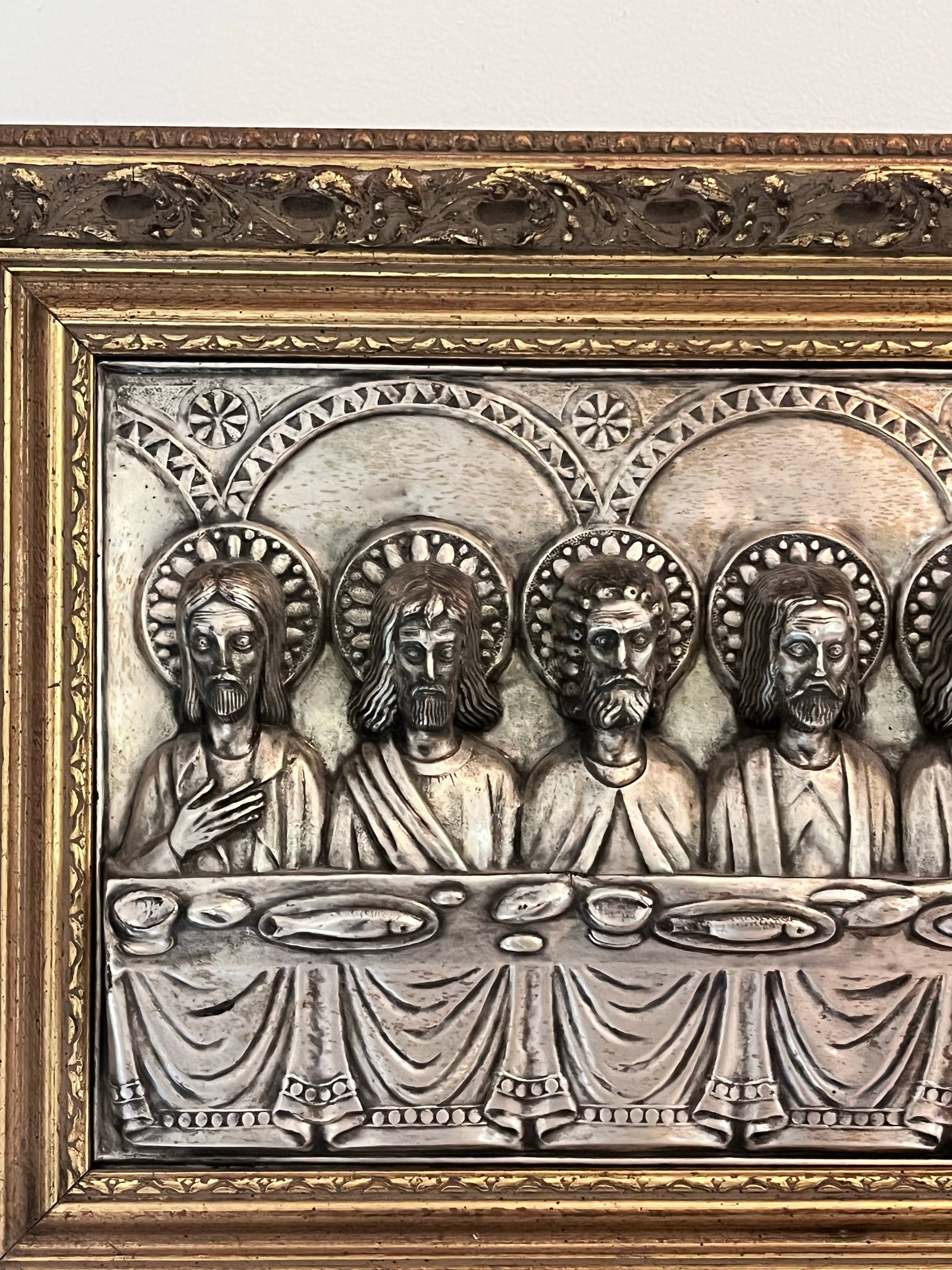 Signed J. Hidalgo Egido 1965 Spanish Last Supper Metal Relief Wall Plaque - 9