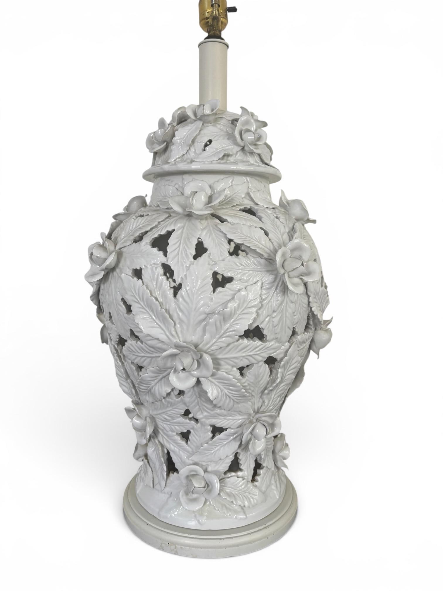 Mid 20th Century Extra Large Porcelain Floral Table Lamp in the Style of Casa Pupo - 2