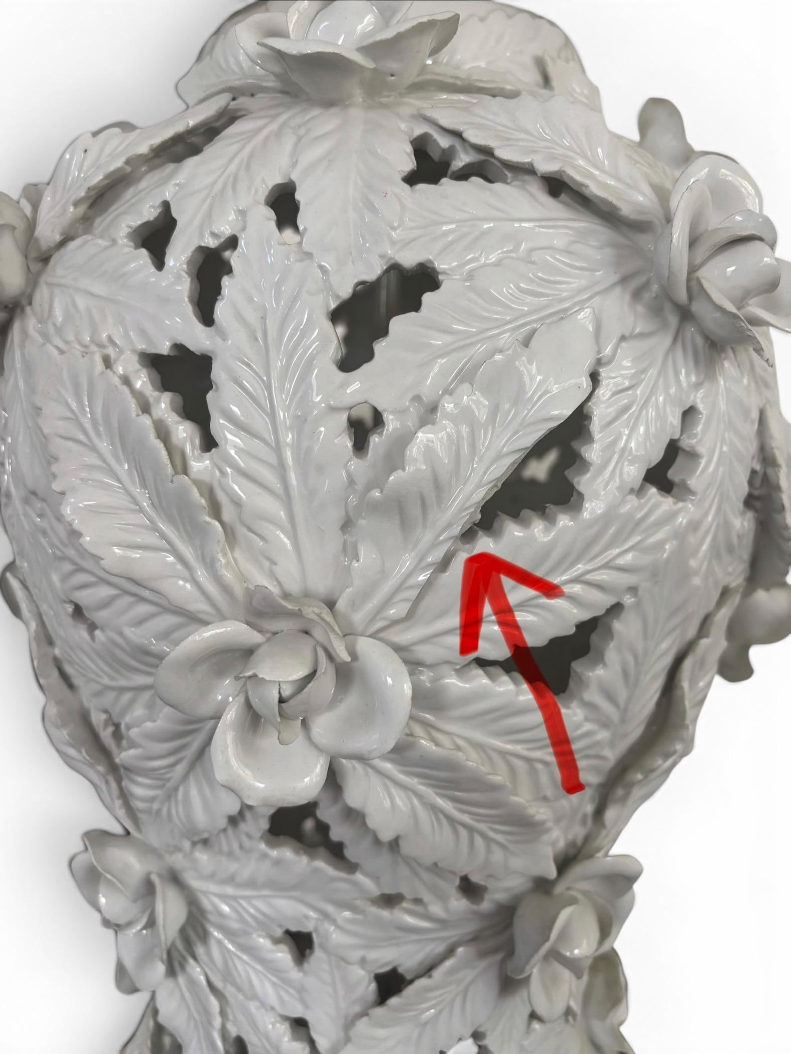 Mid 20th Century Extra Large Porcelain Floral Table Lamp in the Style of Casa Pupo - 6