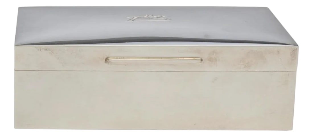 English Silver Cigarette Box in the Equestrian Taste (1 of 5)