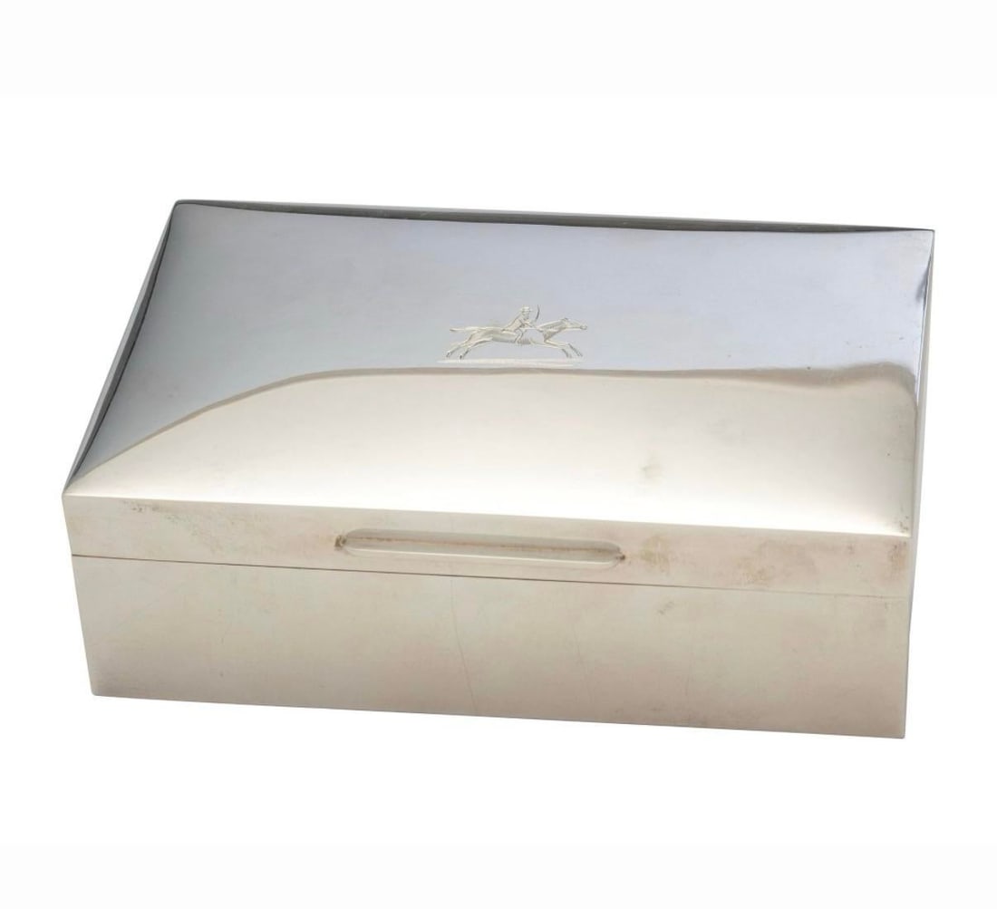 English Silver Cigarette Box in the Equestrian Taste - 5