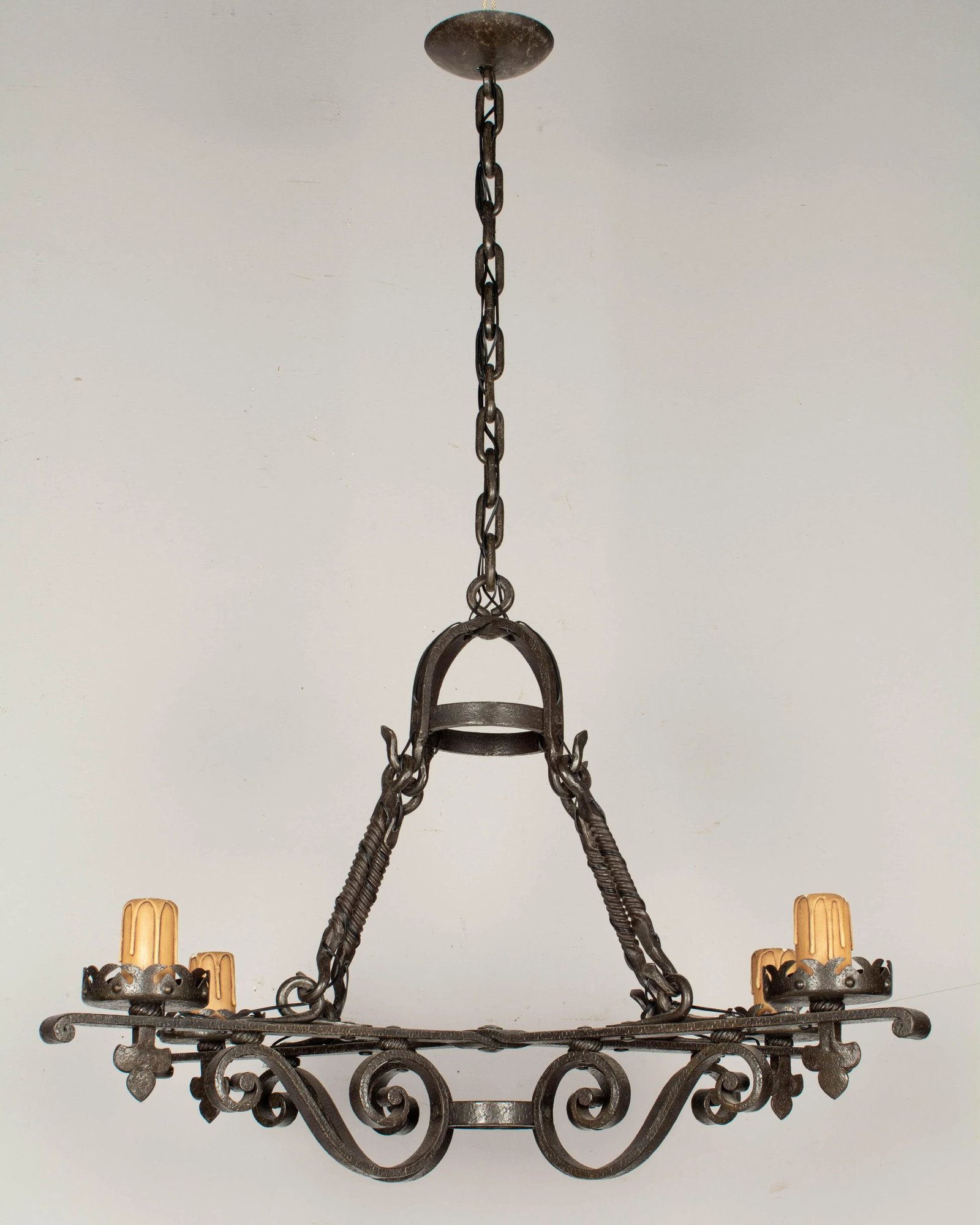 French Art Deco Wrought Iron Chandelier - 11