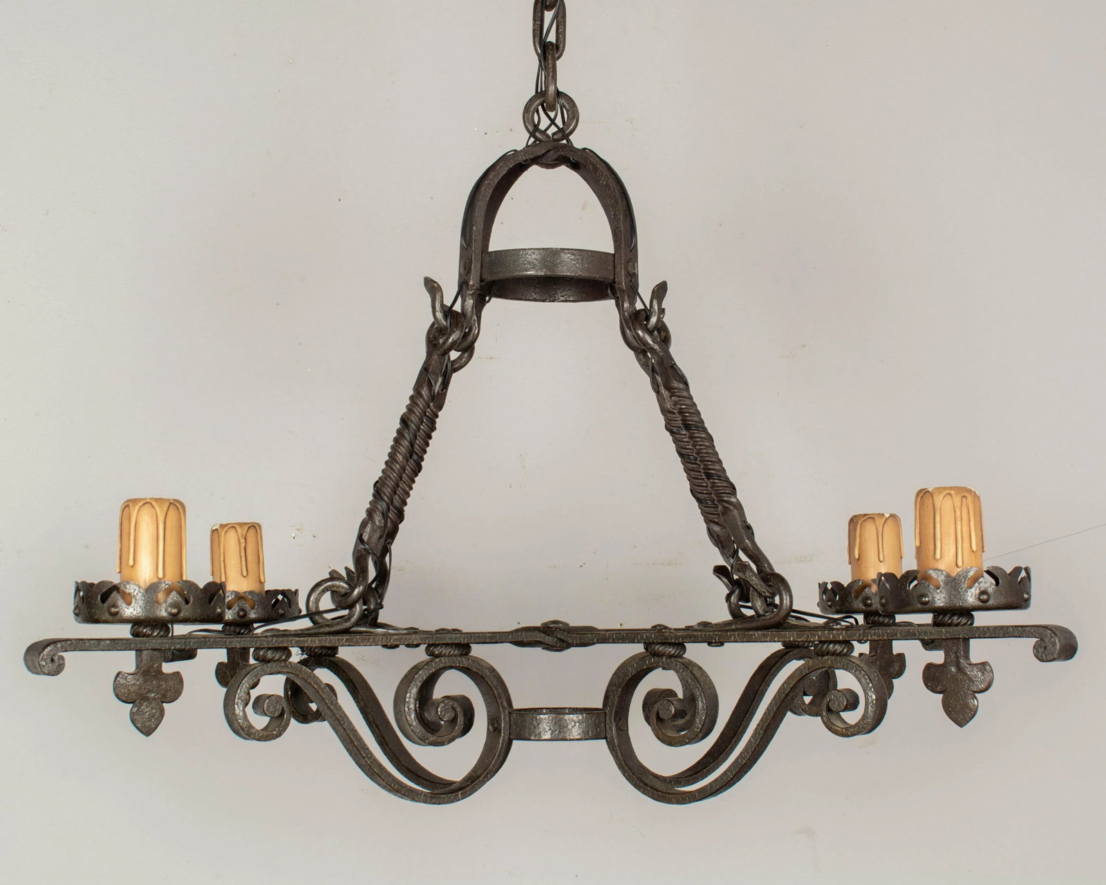 French Art Deco Wrought Iron Chandelier - 2