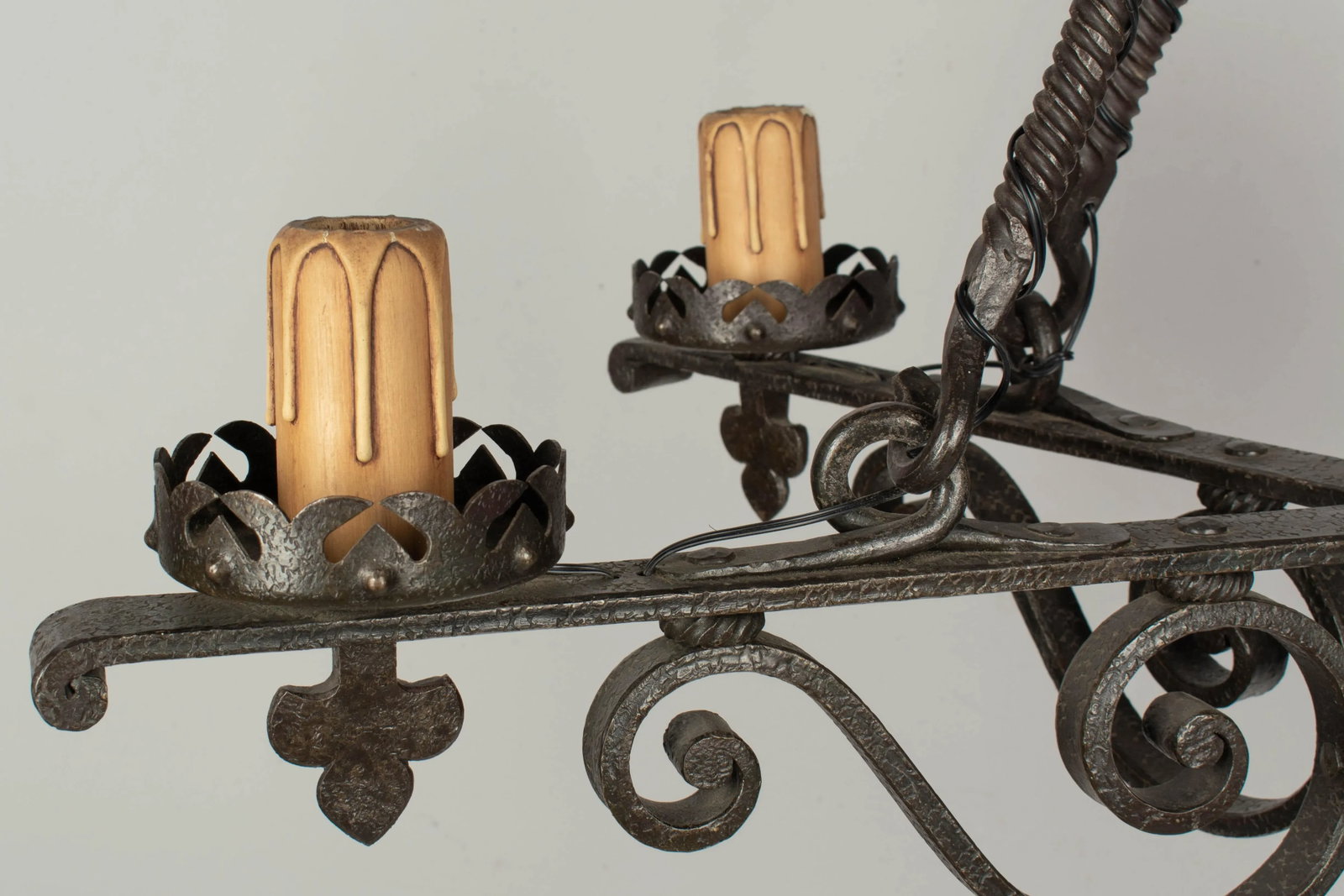 French Art Deco Wrought Iron Chandelier - 4