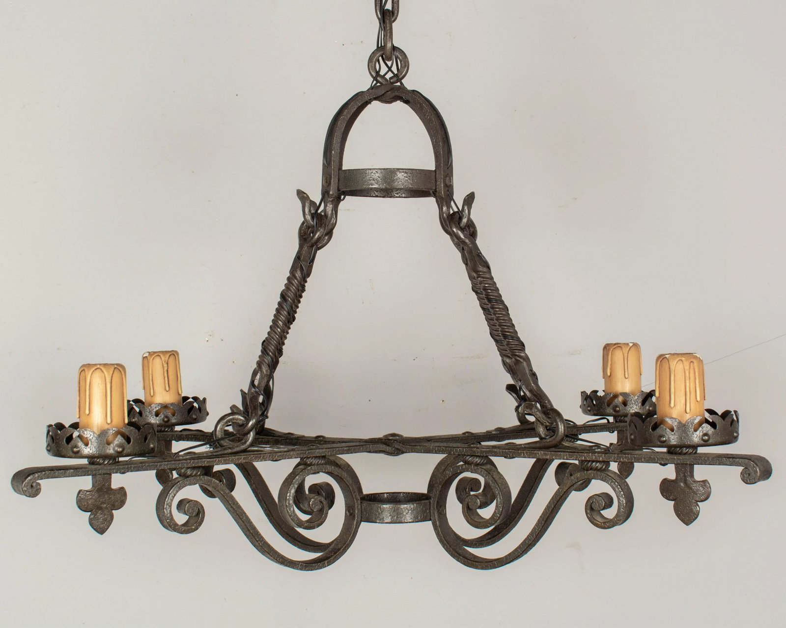 French Art Deco Wrought Iron Chandelier - 5