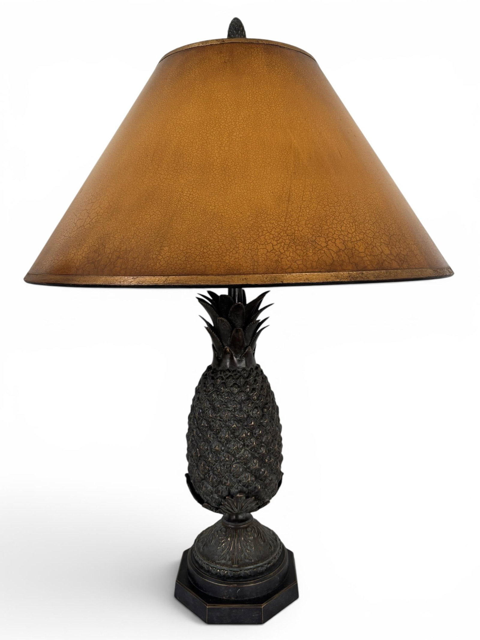 Pair of Vintage Bronze Pineapple Table Lamp in the Style of Maitland Smith - 3