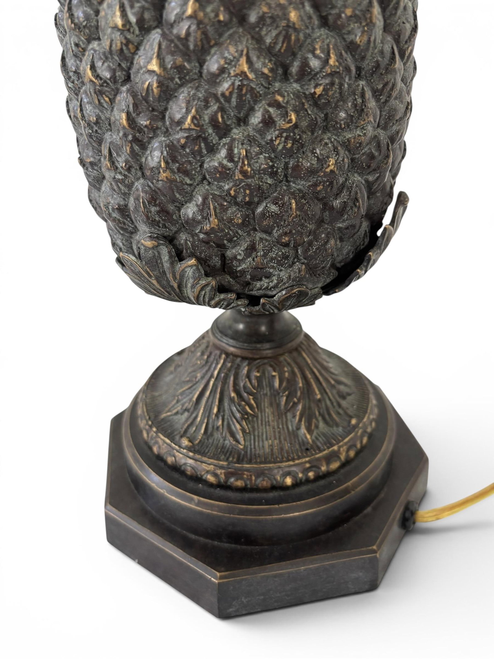 Pair of Vintage Bronze Pineapple Table Lamp in the Style of Maitland Smith - 6