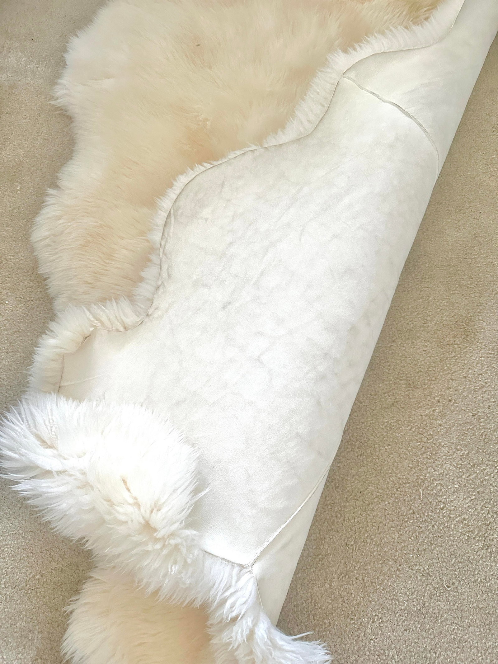 Pottery Barn Style Cream Austrialian Sheep Skin Hide - 4
