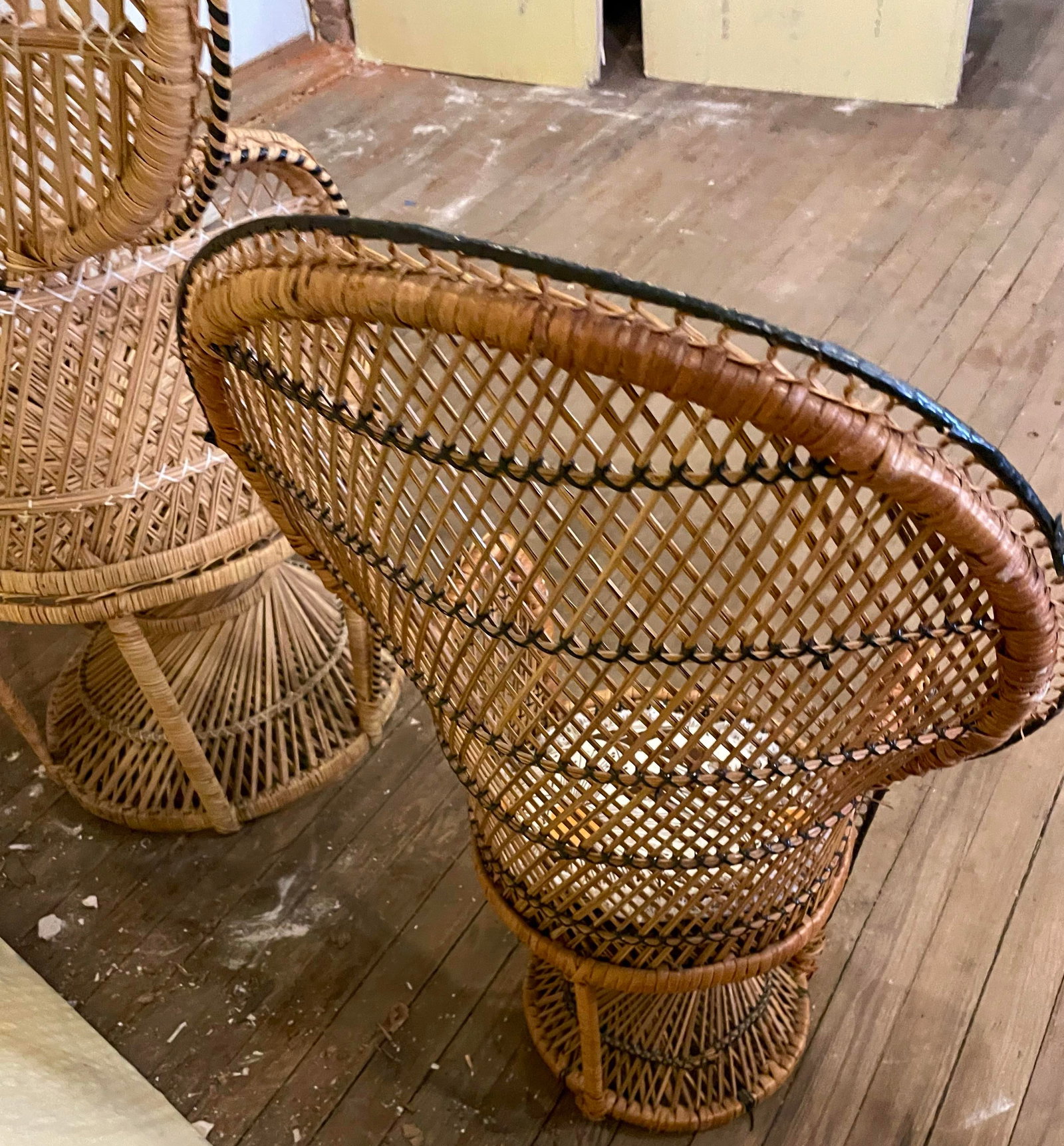 Mommy & Me Pr Small Large Rattan Emmanuelle Fan Peacock Bohemian Wicker Chairs - 11