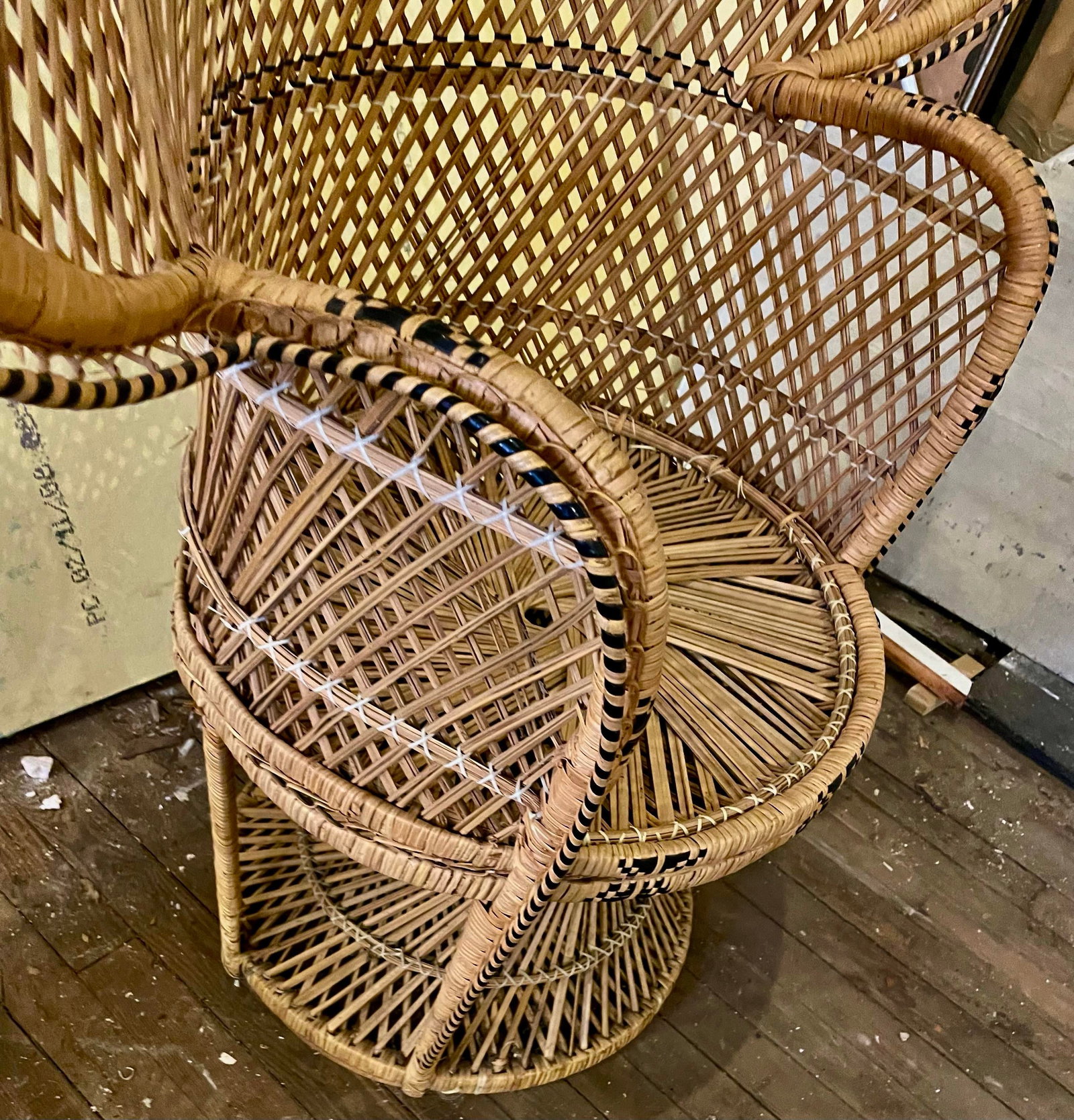Mommy & Me Pr Small Large Rattan Emmanuelle Fan Peacock Bohemian Wicker Chairs - 5
