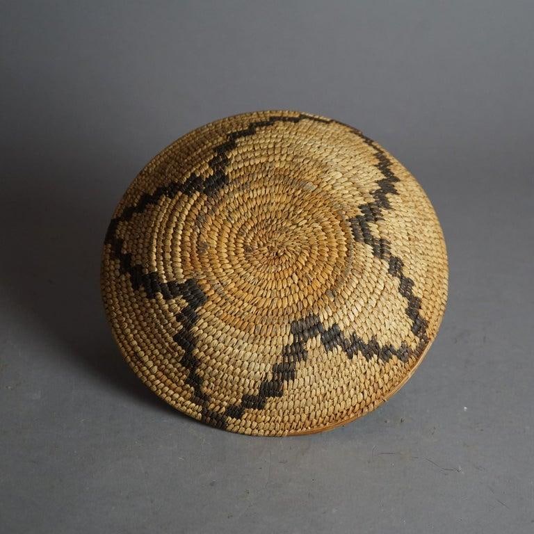 Antique Southwest Navajo Decorated Low Basket Circa 1920 - 3
