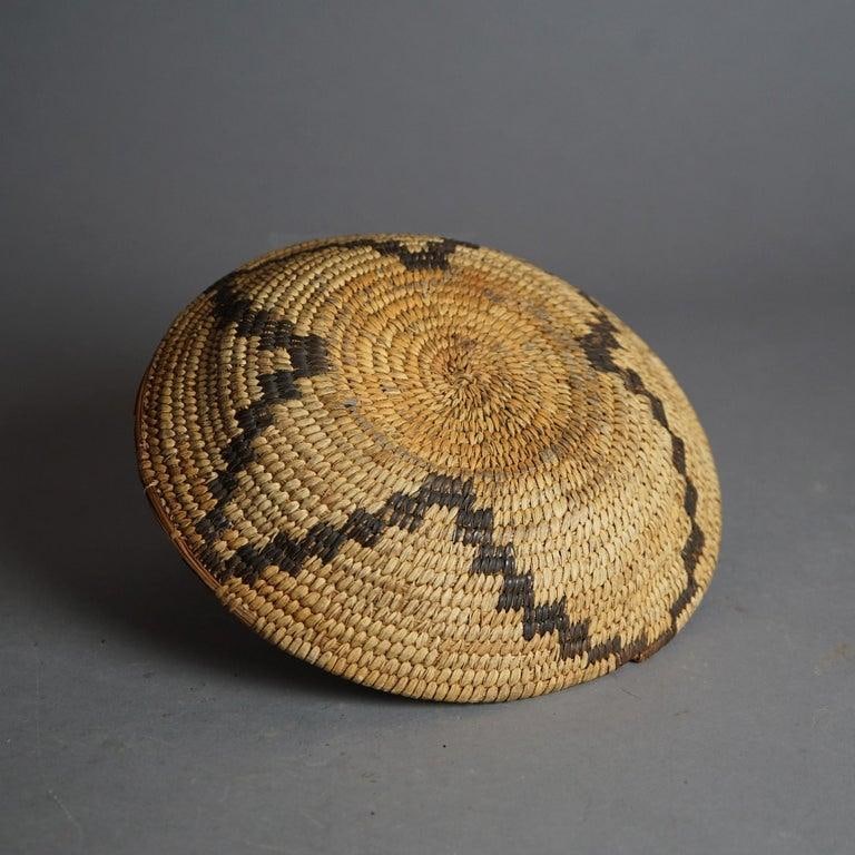Antique Southwest Navajo Decorated Low Basket Circa 1920 - 4
