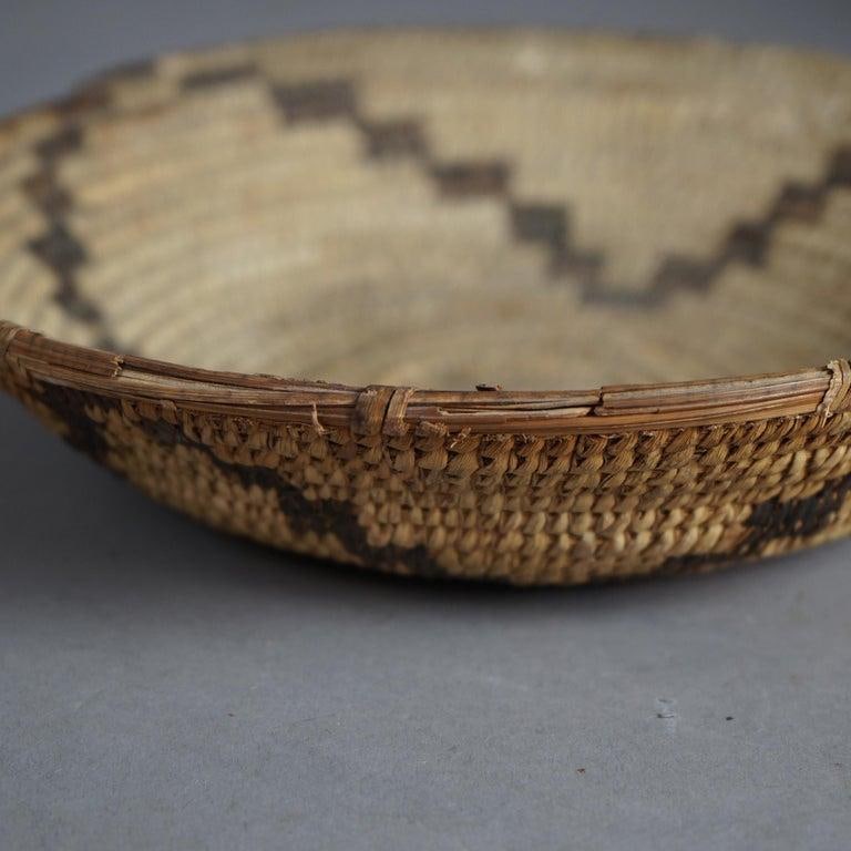 Antique Southwest Navajo Decorated Low Basket Circa 1920 - 7