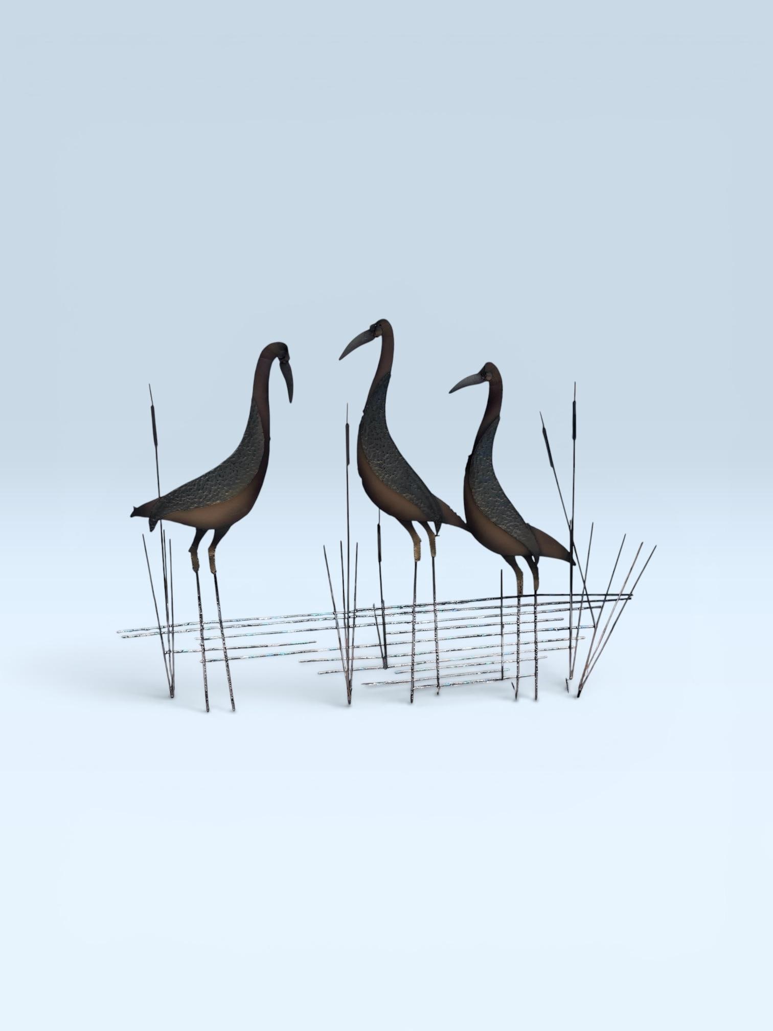 Signed Curtis Jeré 1995 Three Crane Marsh Sculpture by Artisan House - 2