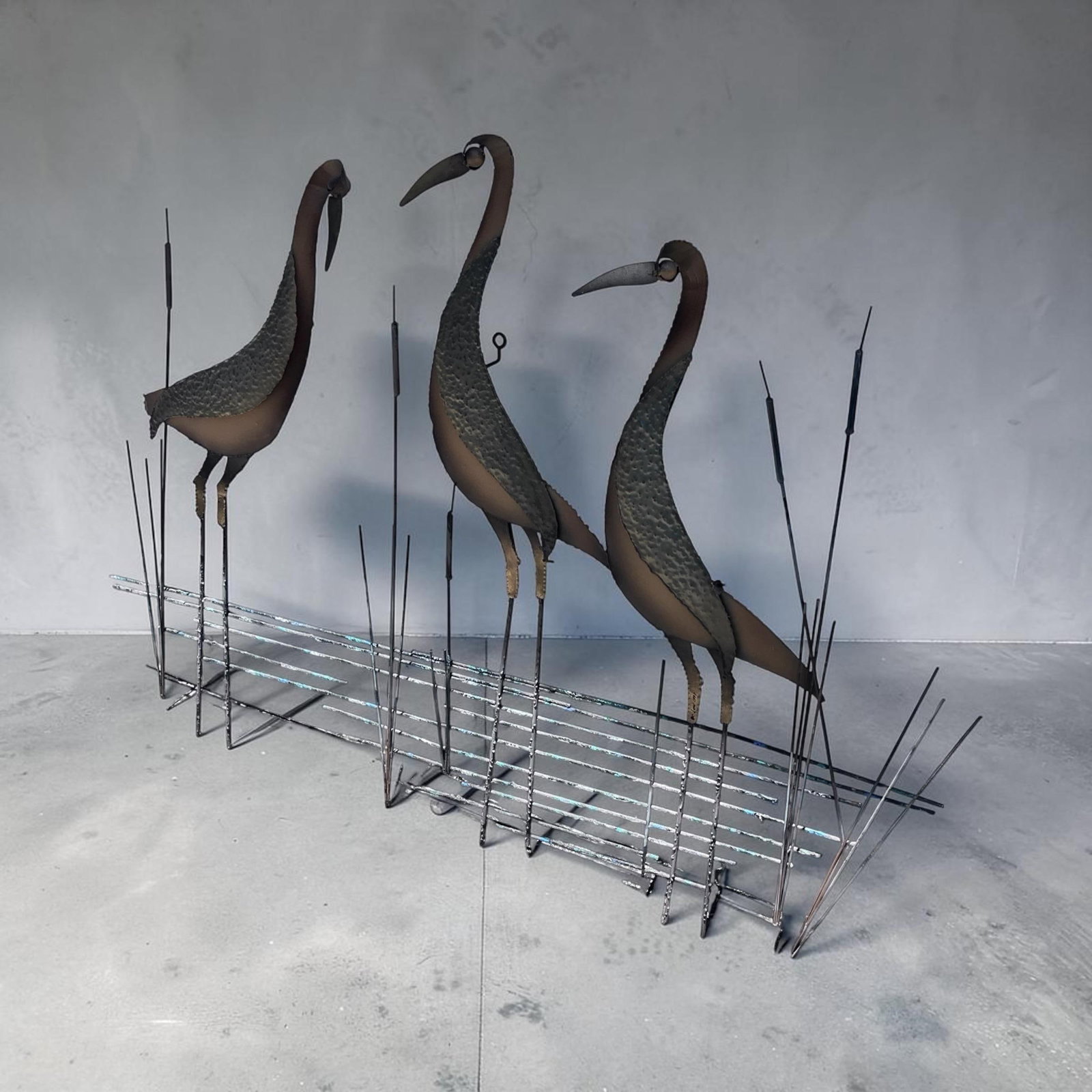 Signed Curtis Jeré 1995 Three Crane Marsh Sculpture by Artisan House - 5