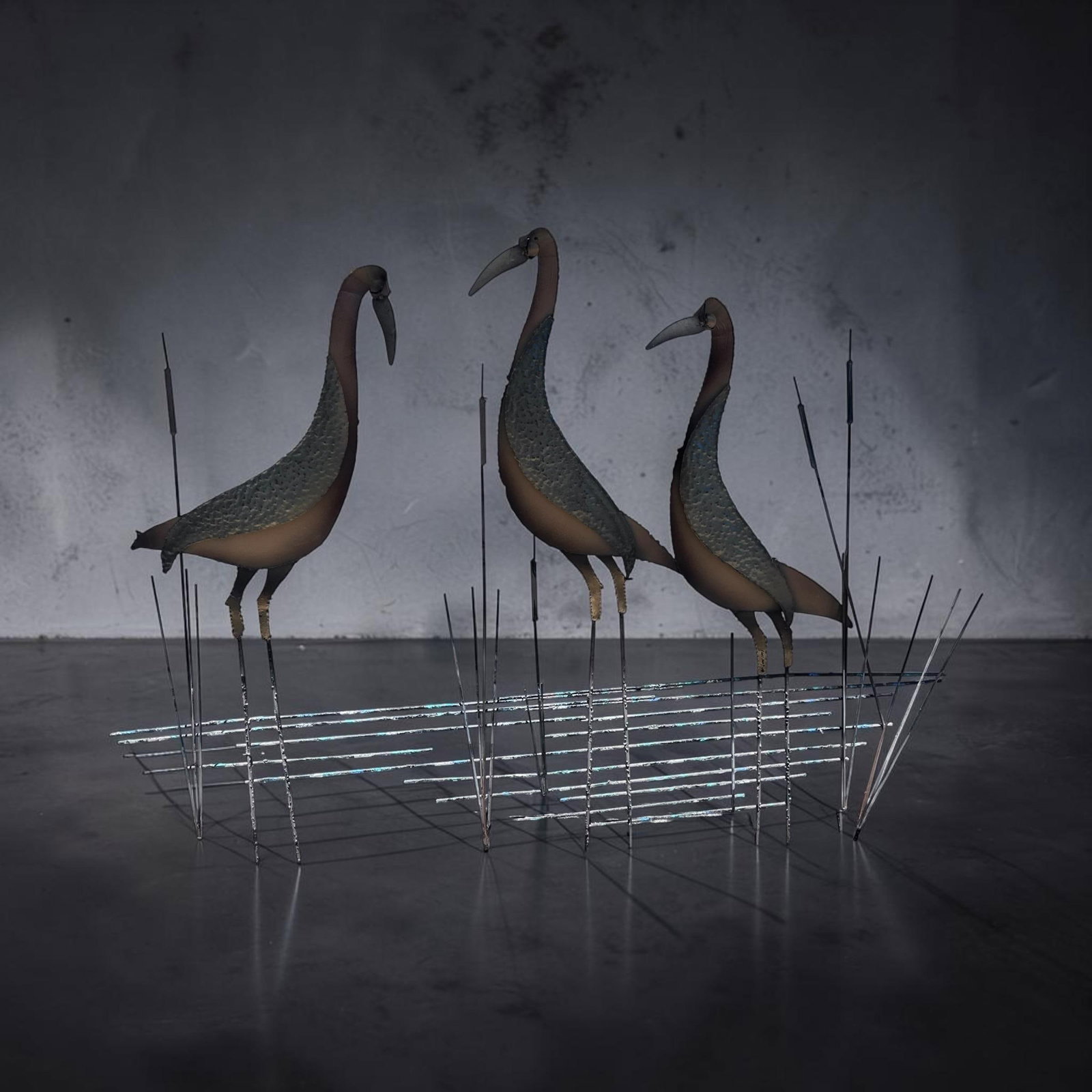 Signed Curtis Jeré 1995 Three Crane Marsh Sculpture by Artisan House - 6