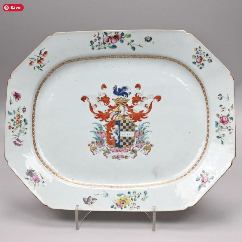 Chinese Export Porcelain Armorial Dish, Arms Hutchinson Impaling Calthrop - 10